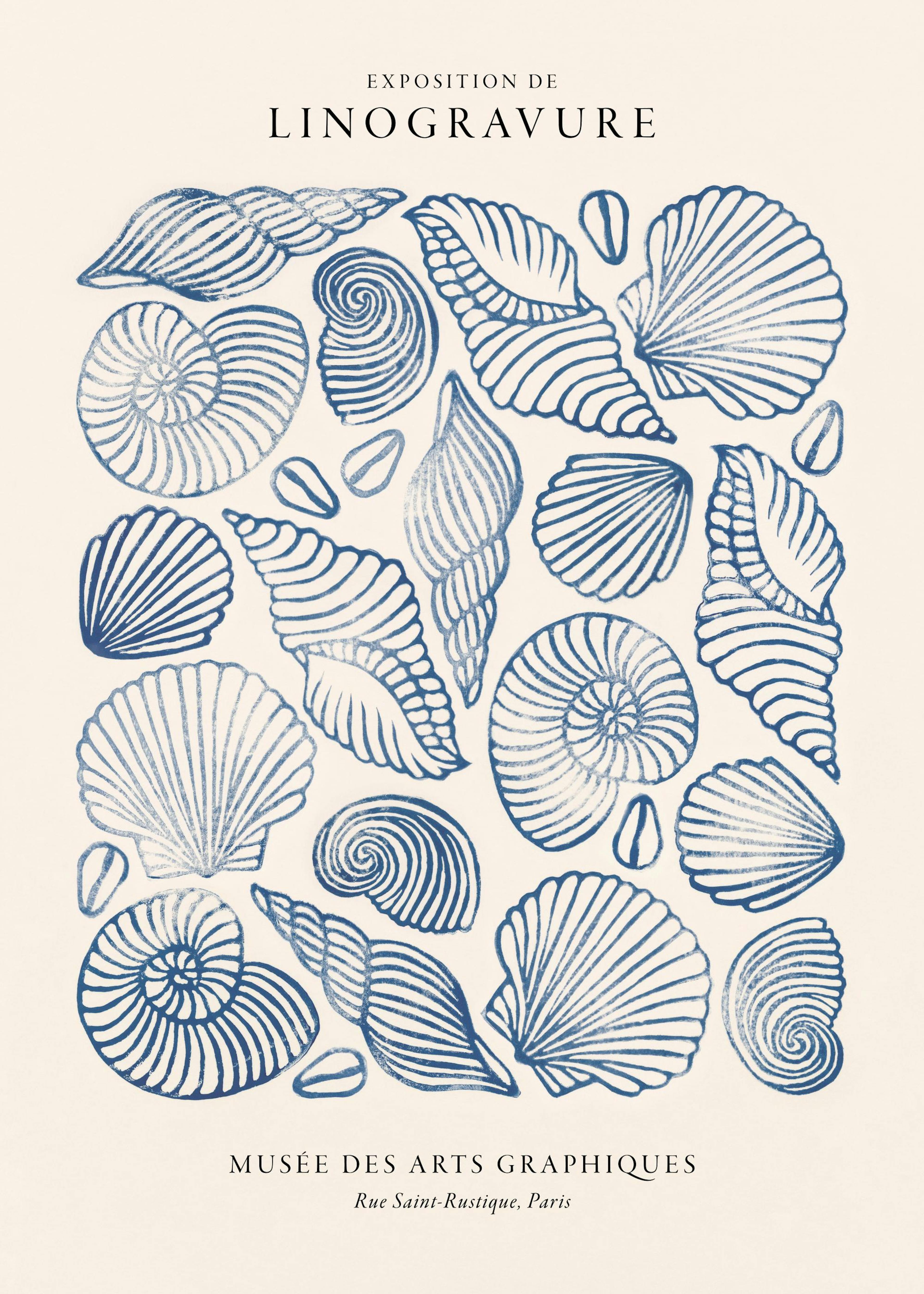 Linocut Seashells Print 0
