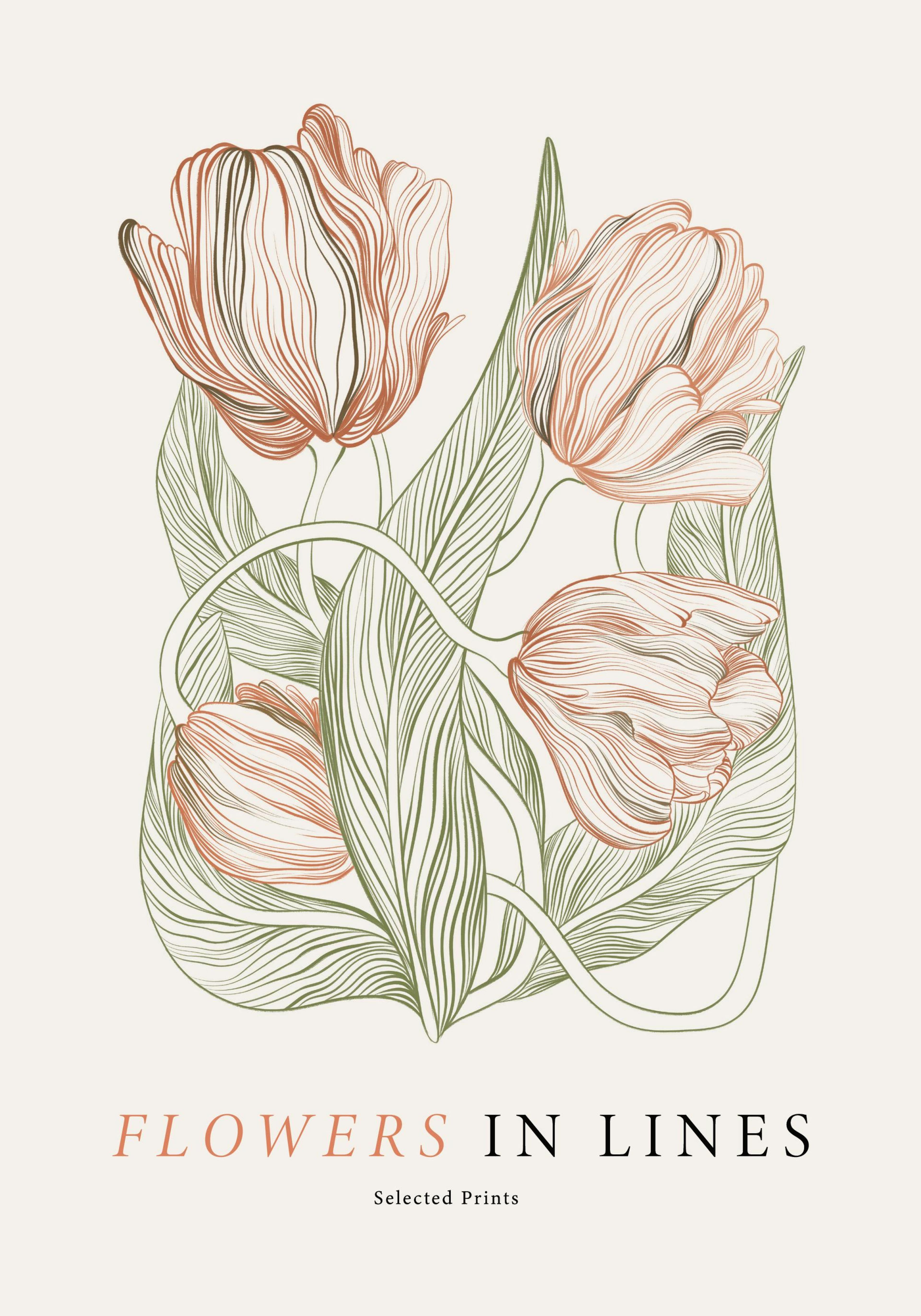 Flowers in Lines No2 Poster
