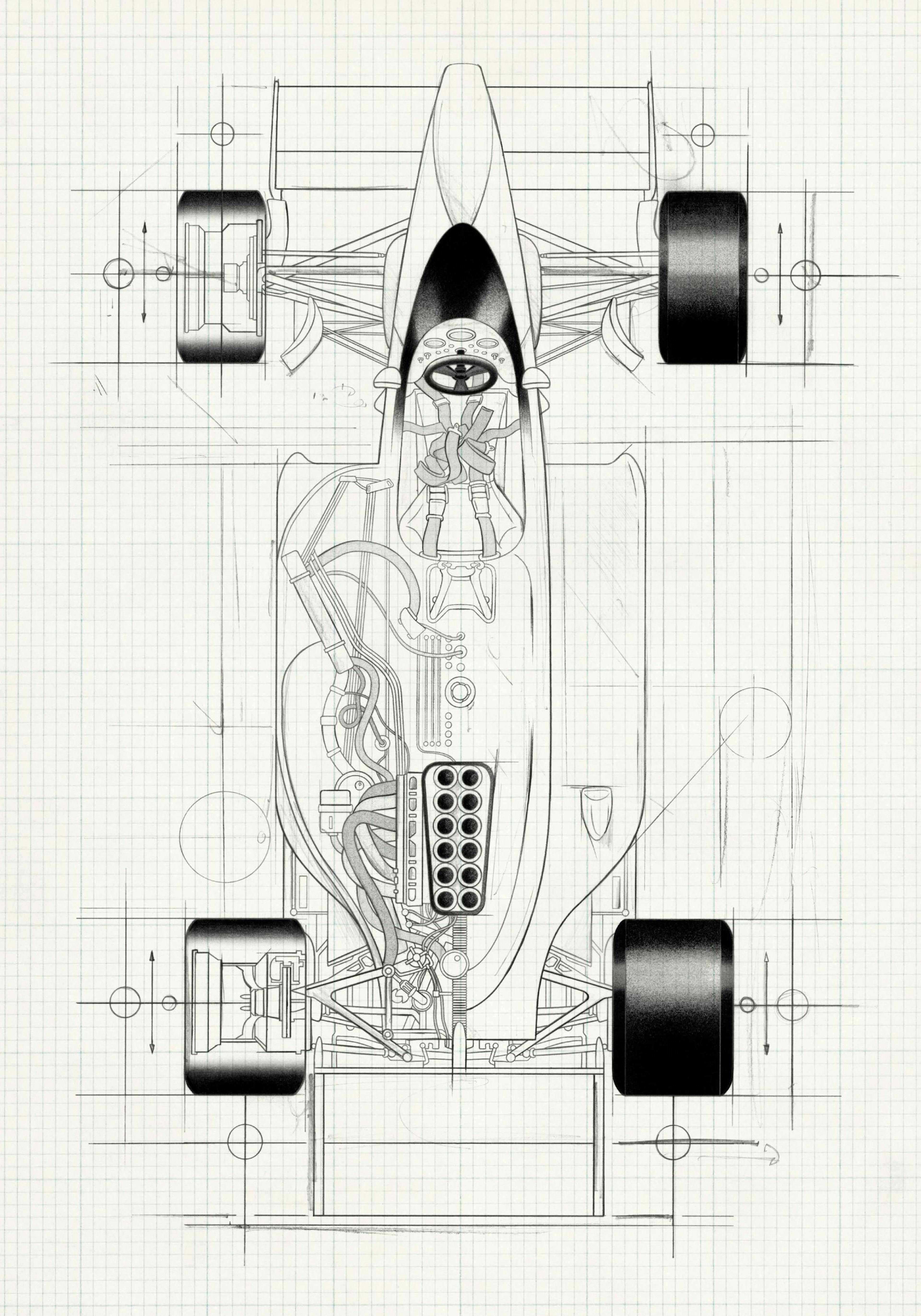 Racing Car Sketch Print