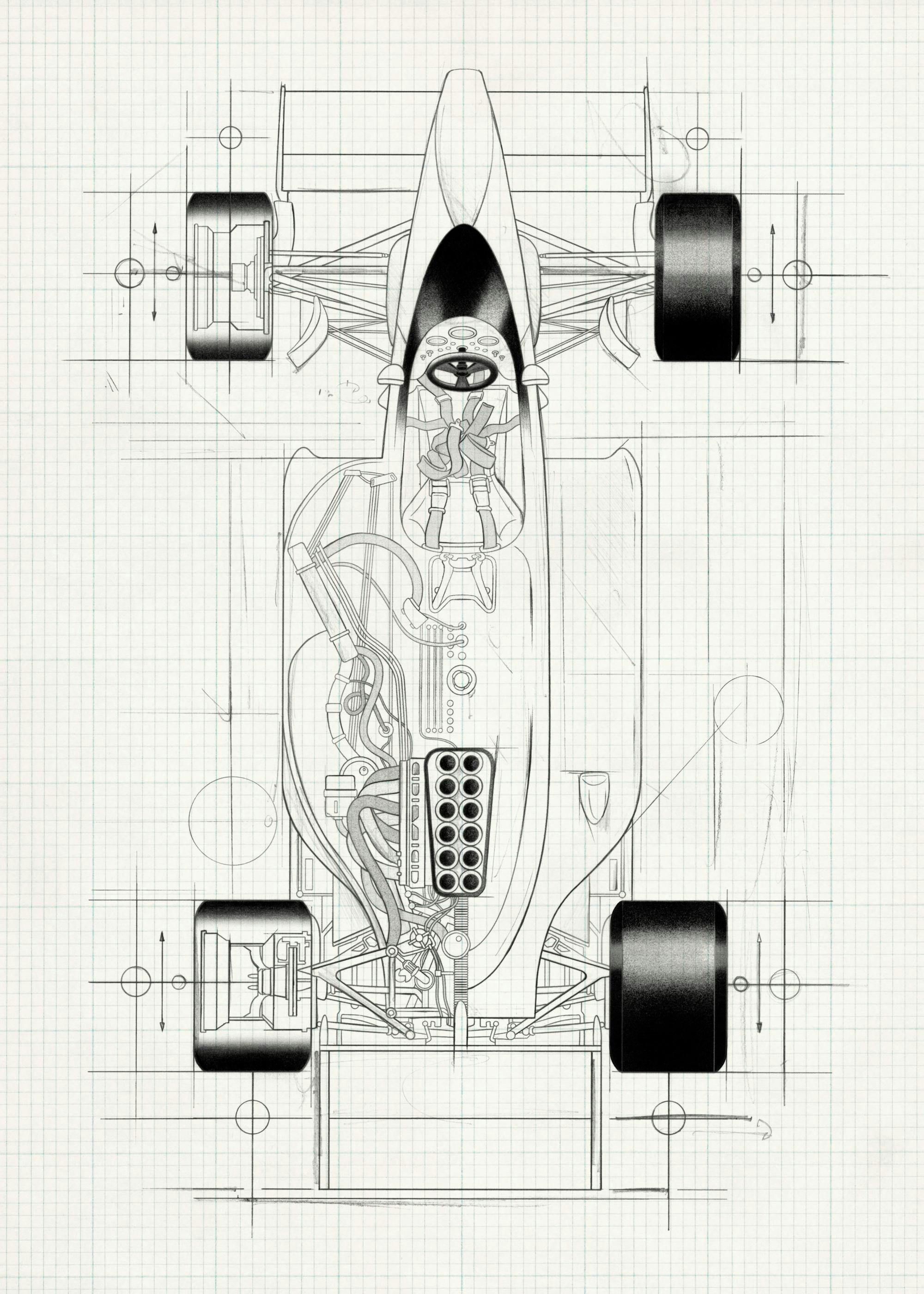 Racing Car Sketch Print 0