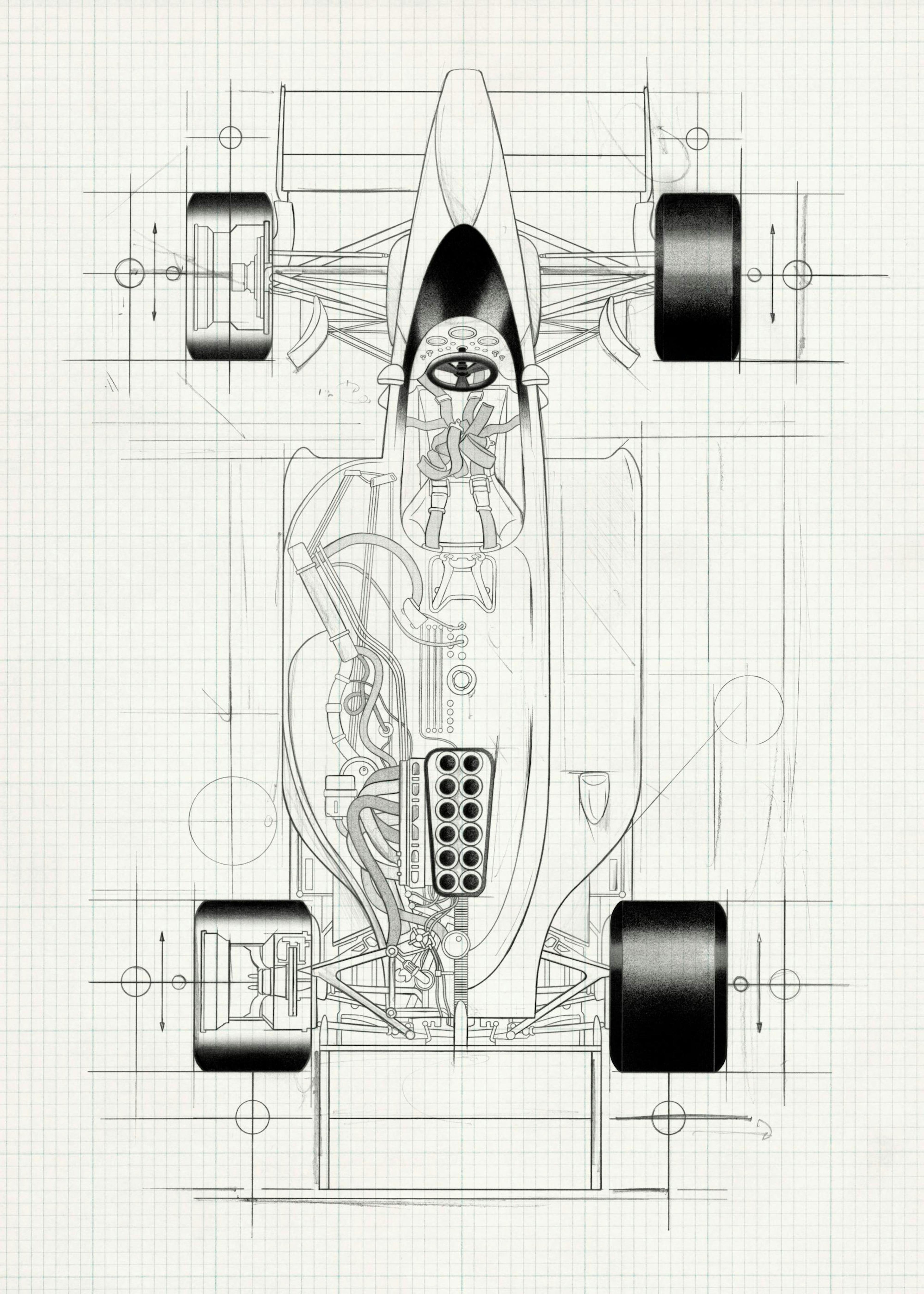 Racing Car Sketch Plakat 0