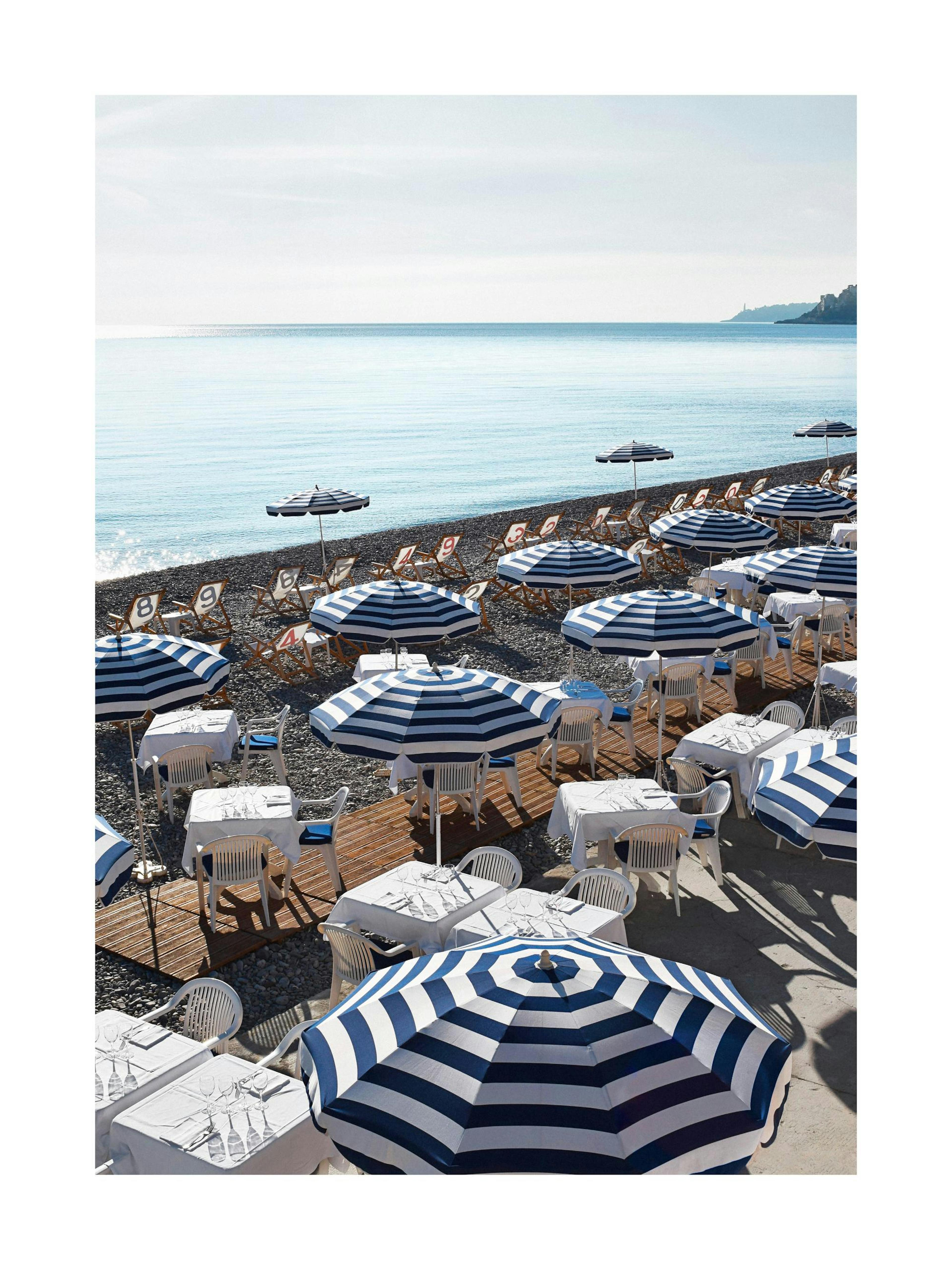 Striped Beach Umbrellas Poster