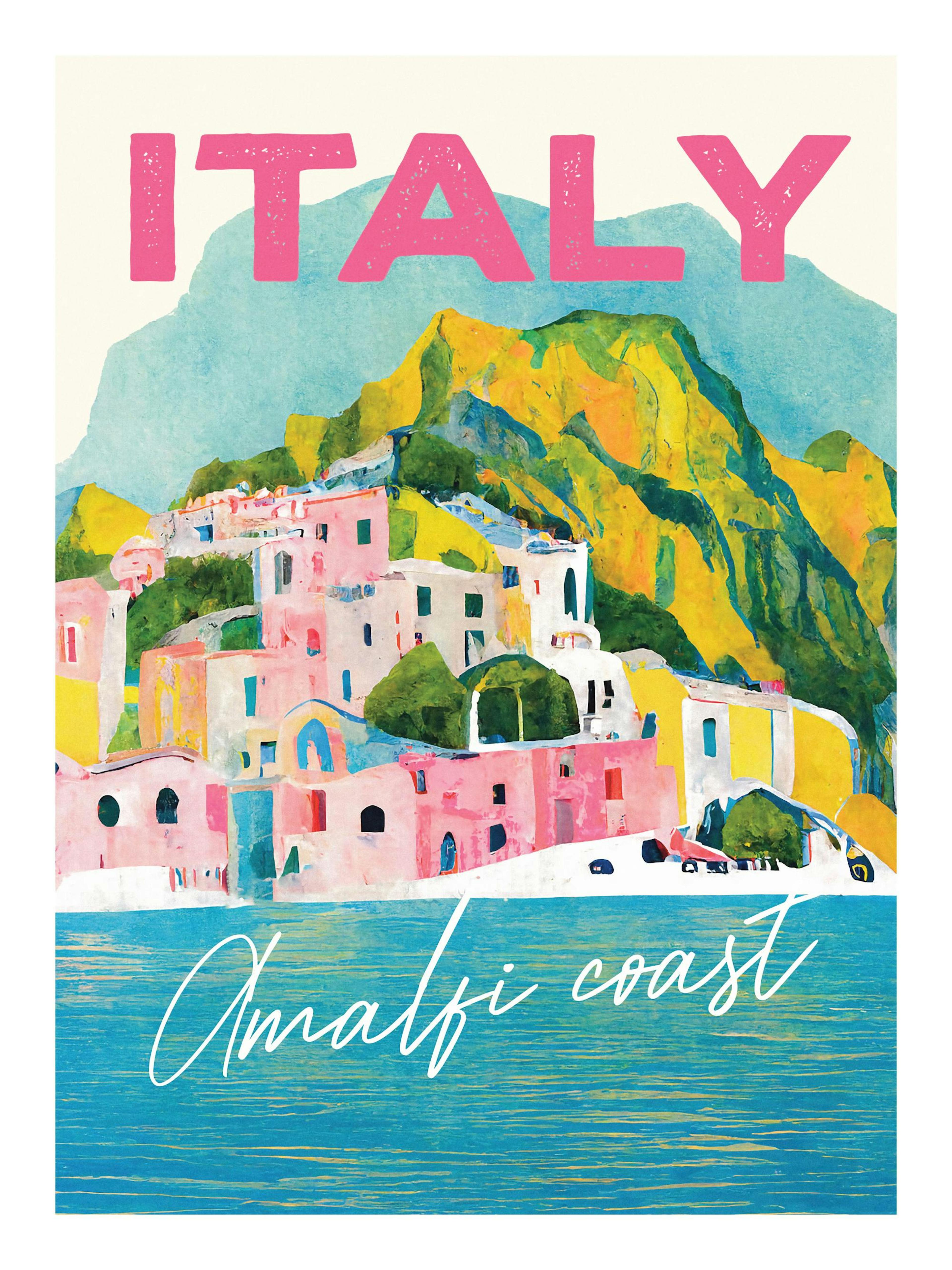 SipCircle - Italy Amalfi Pastel Coast Print