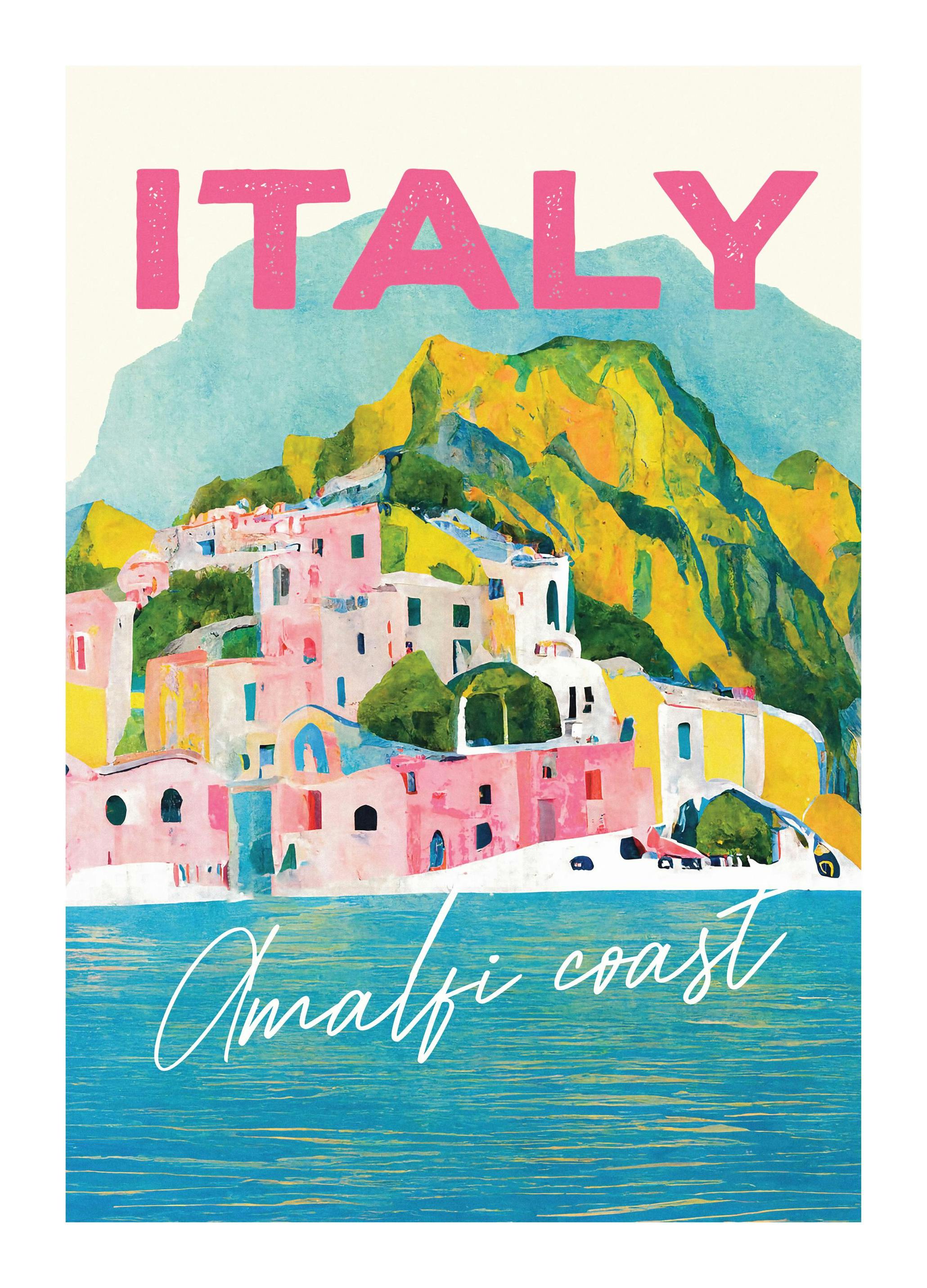 SipCircle - Italy Amalfi Pastel Coast Print (50x70 cm)