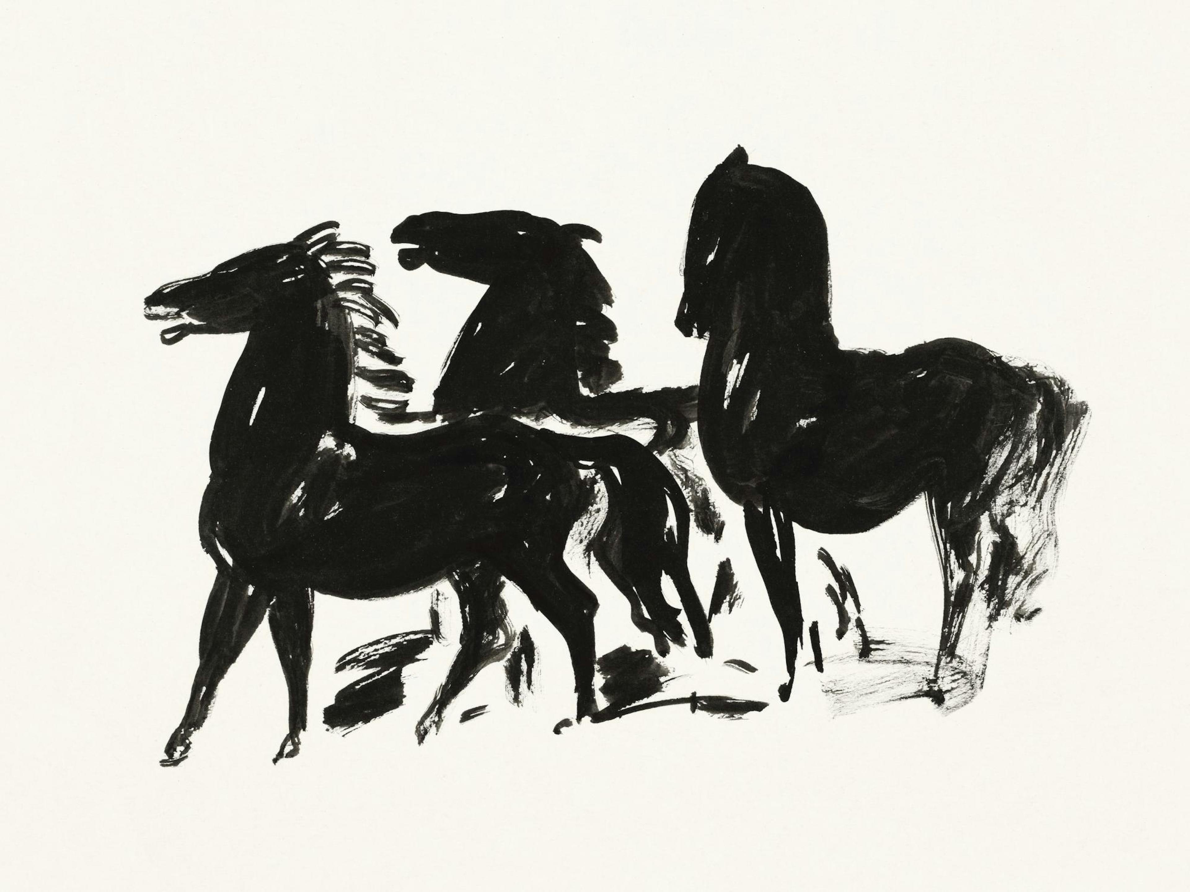 Leo Gestel - Three Black Horses Affiche