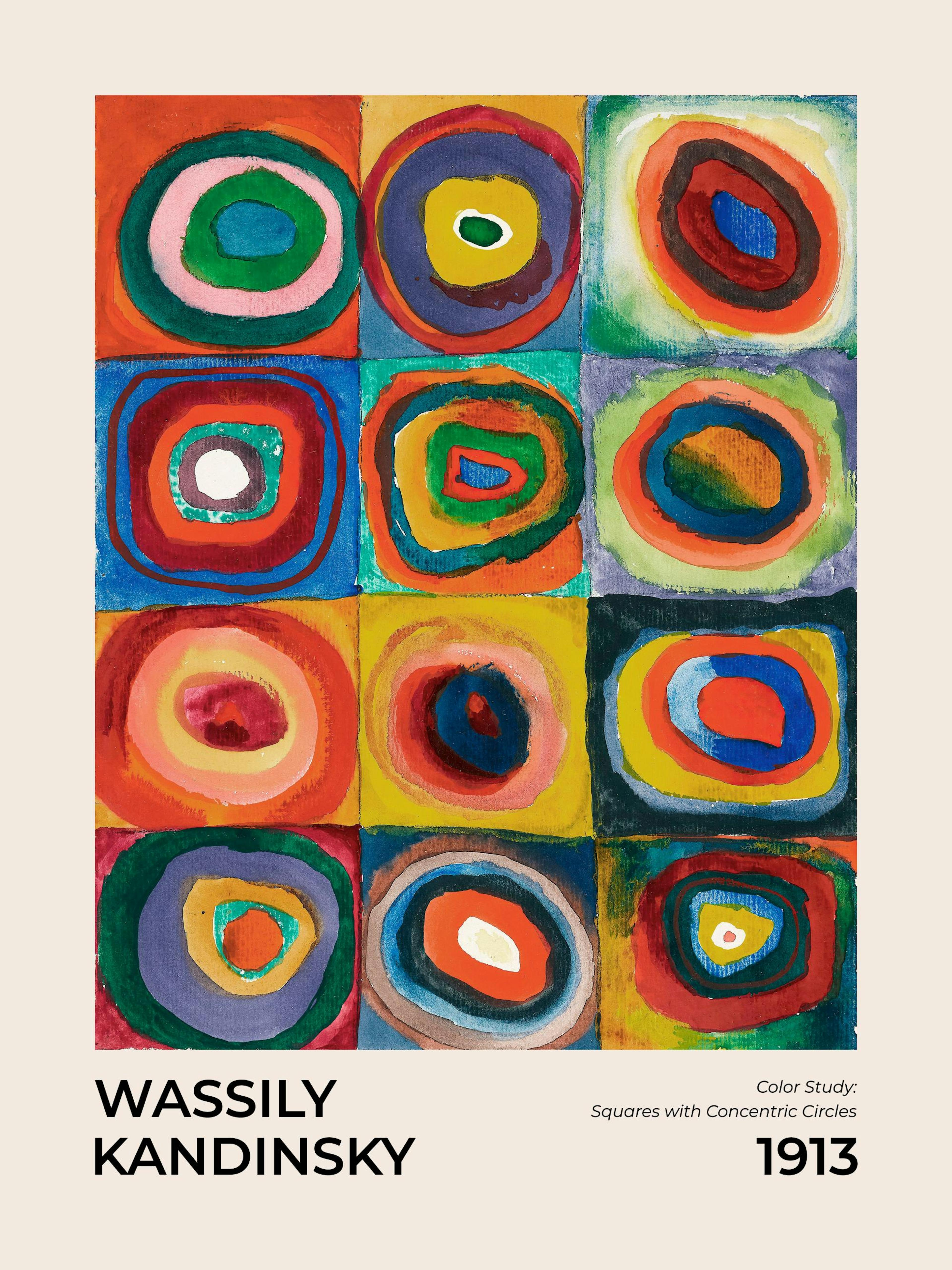 Kandinsky - Squares with Concentric Circles Print
