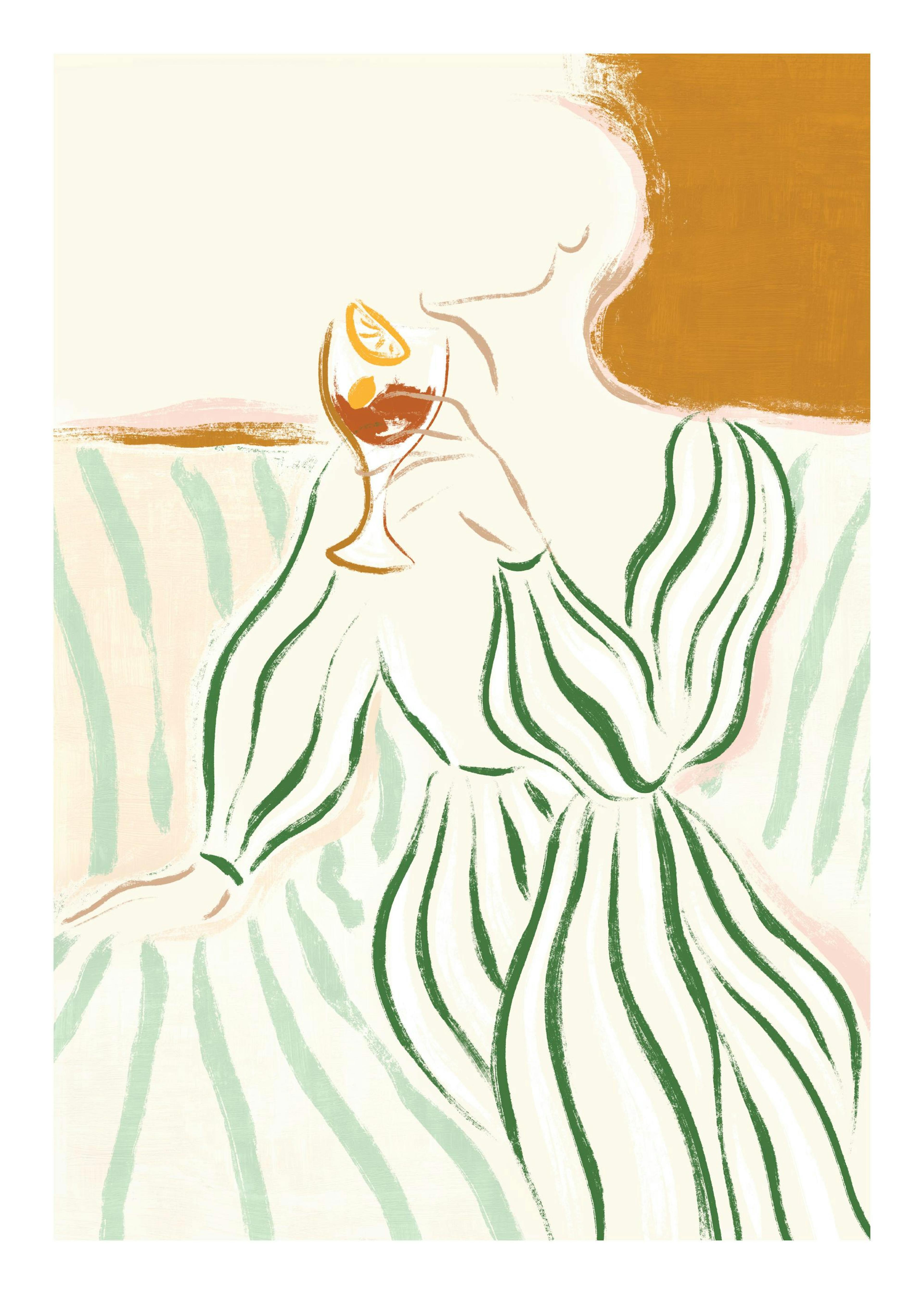 Green Striped Dress Print 0