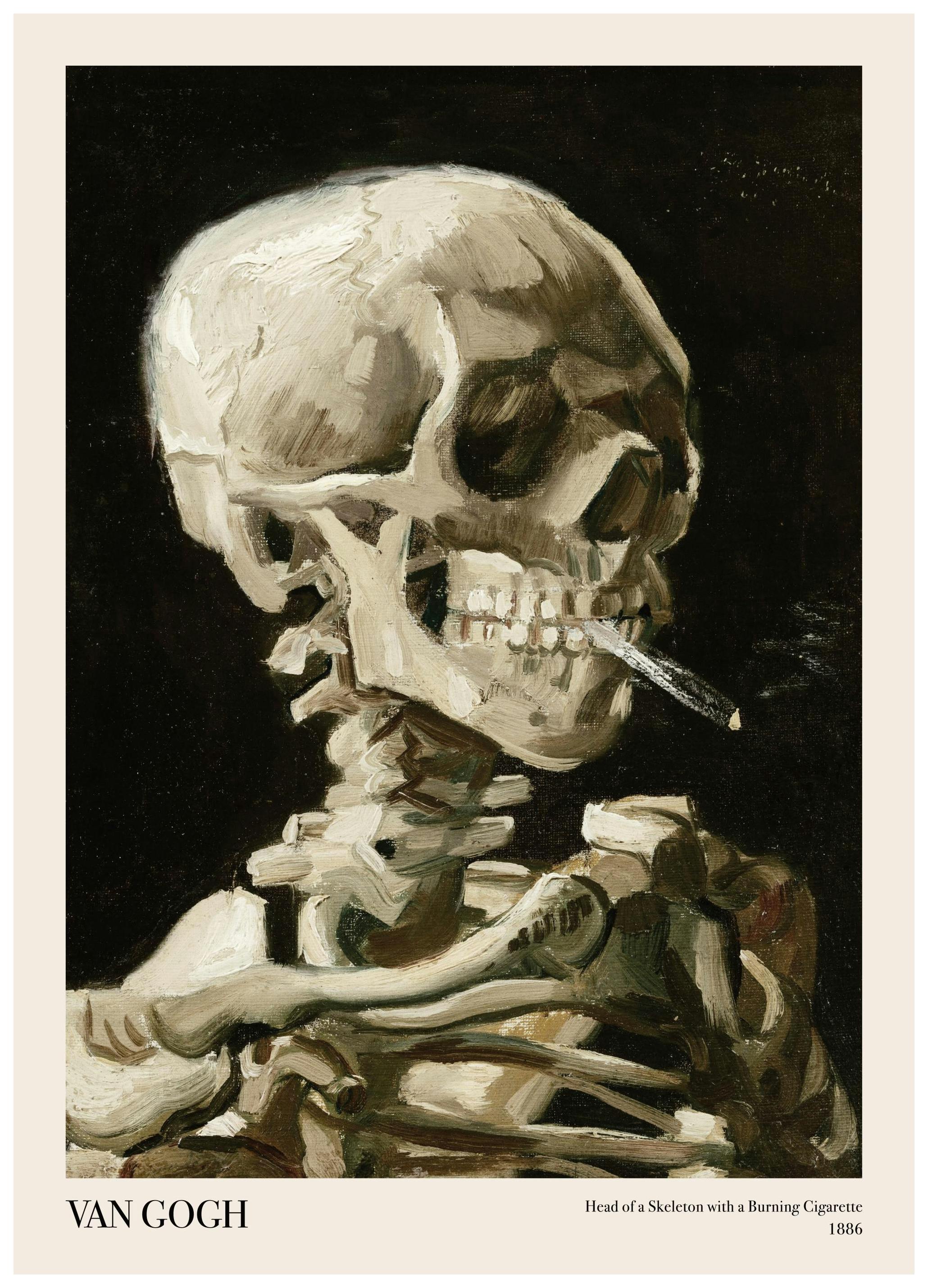 Van Gogh - Head of a Skeleton With a Burning Cigarette Plakat (50x70 cm) - Plakater > Malerier fra kjente kunstnere > Van Gogh Plakat