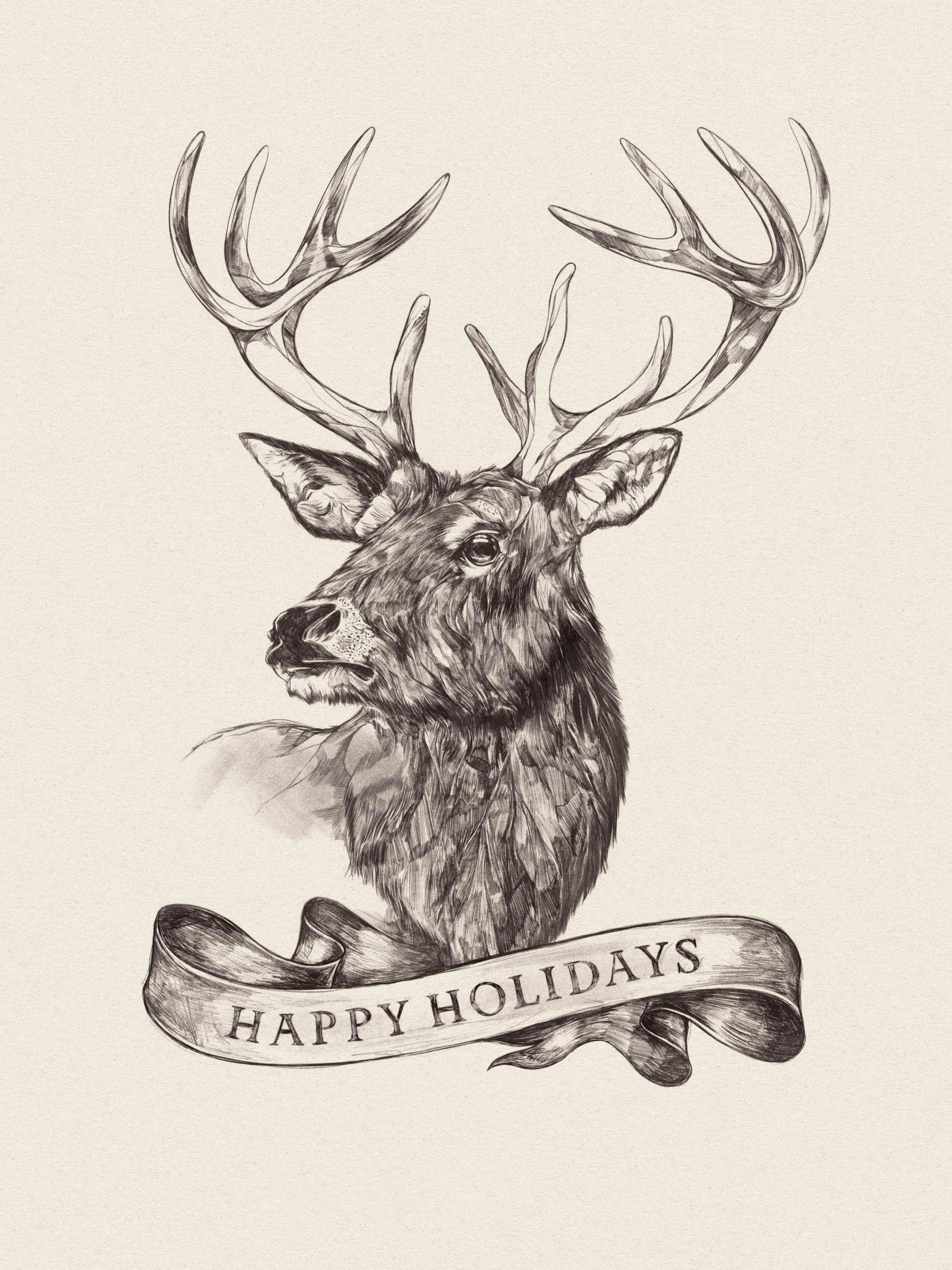 Happy Holidays Reindeer Print 0