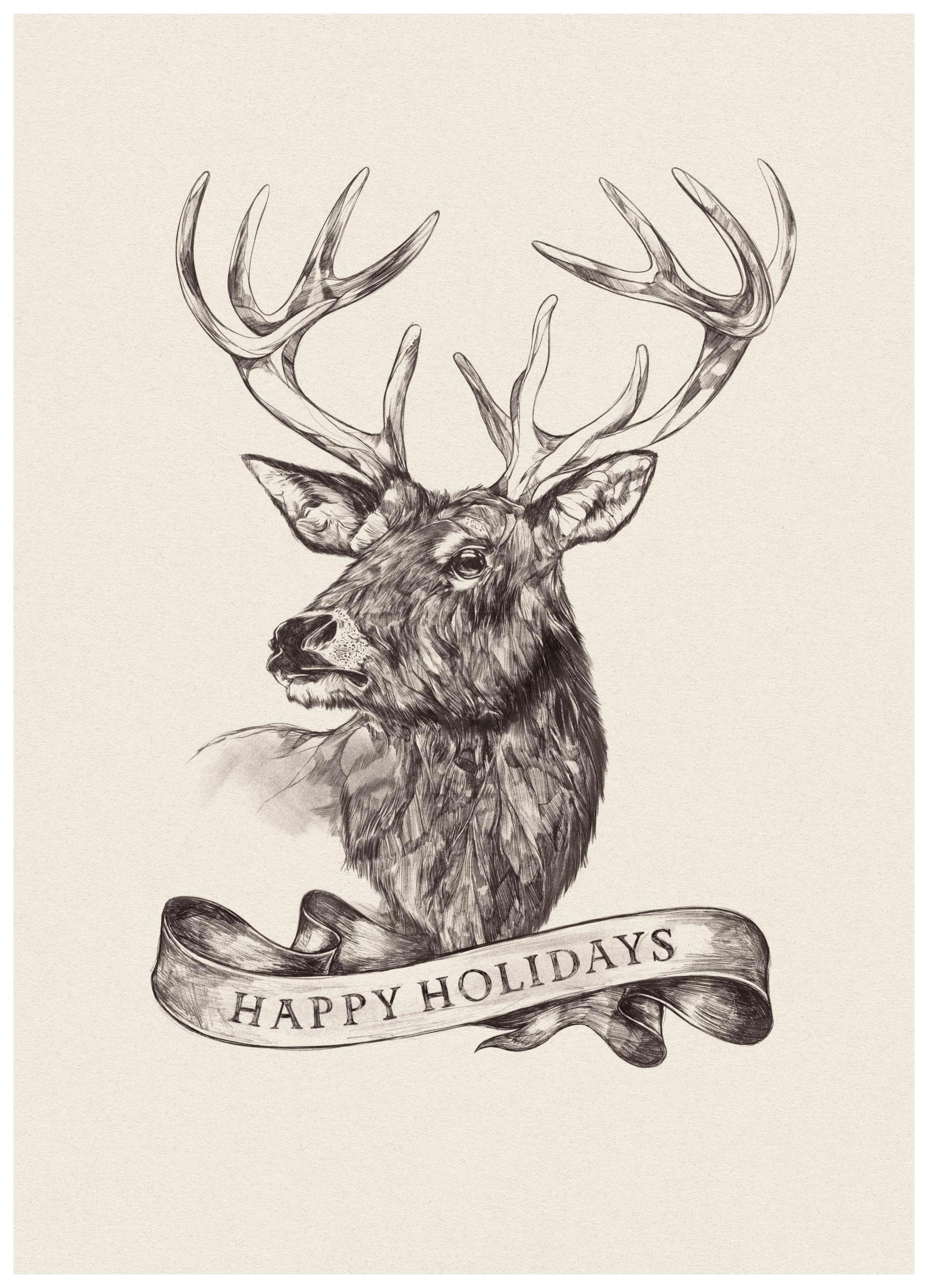 Happy Holidays Reindeer Poster (50x70 cm)