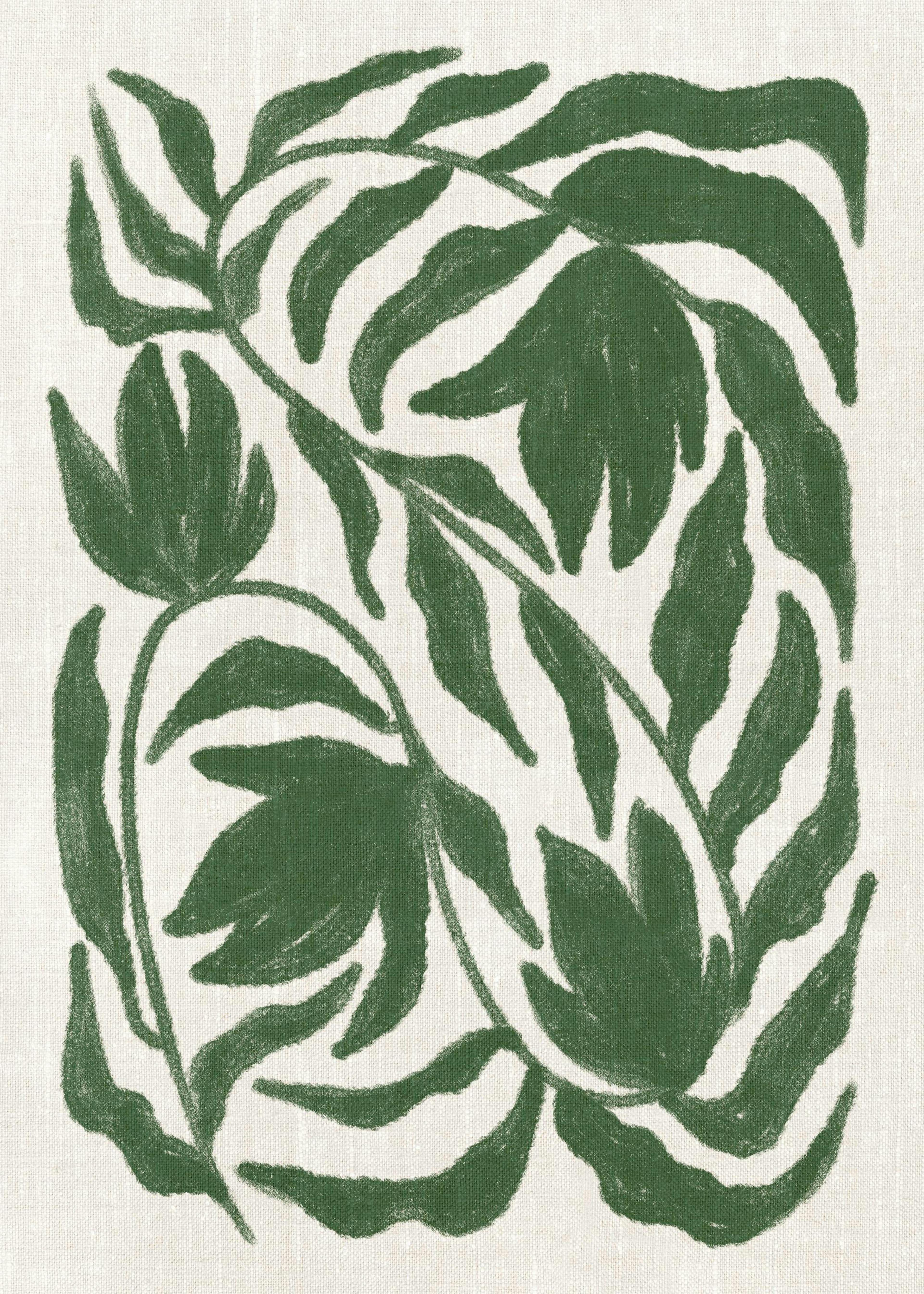 Green Botanical on Linen Plagát 0