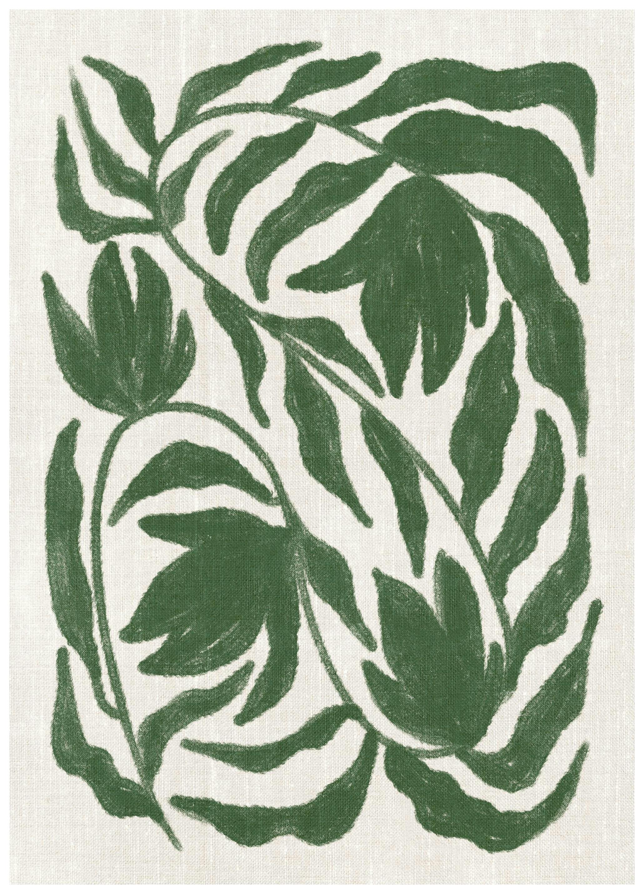 Green Botanical on Linen Print (21x30 cm)