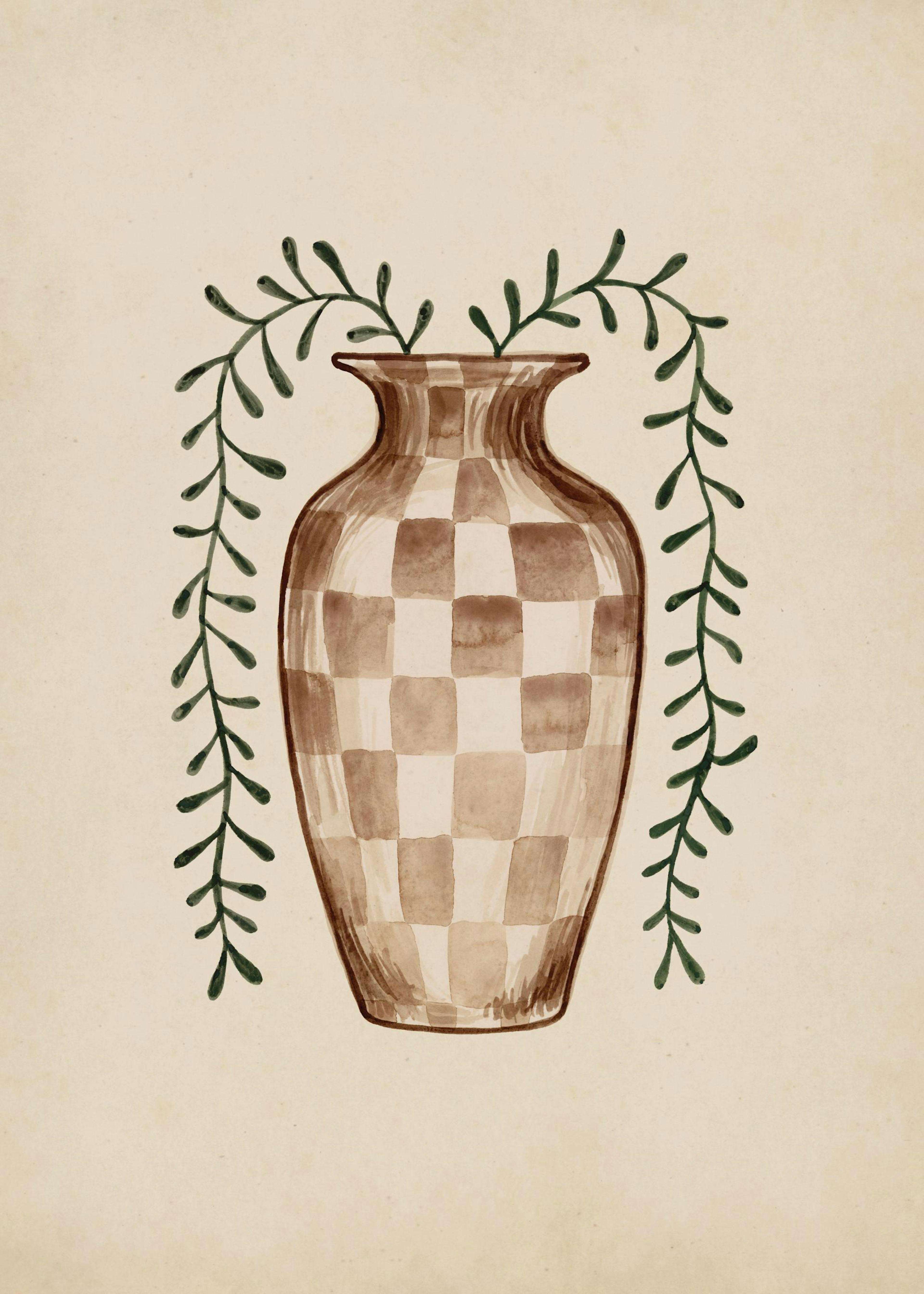 Checkered Vase Print 0