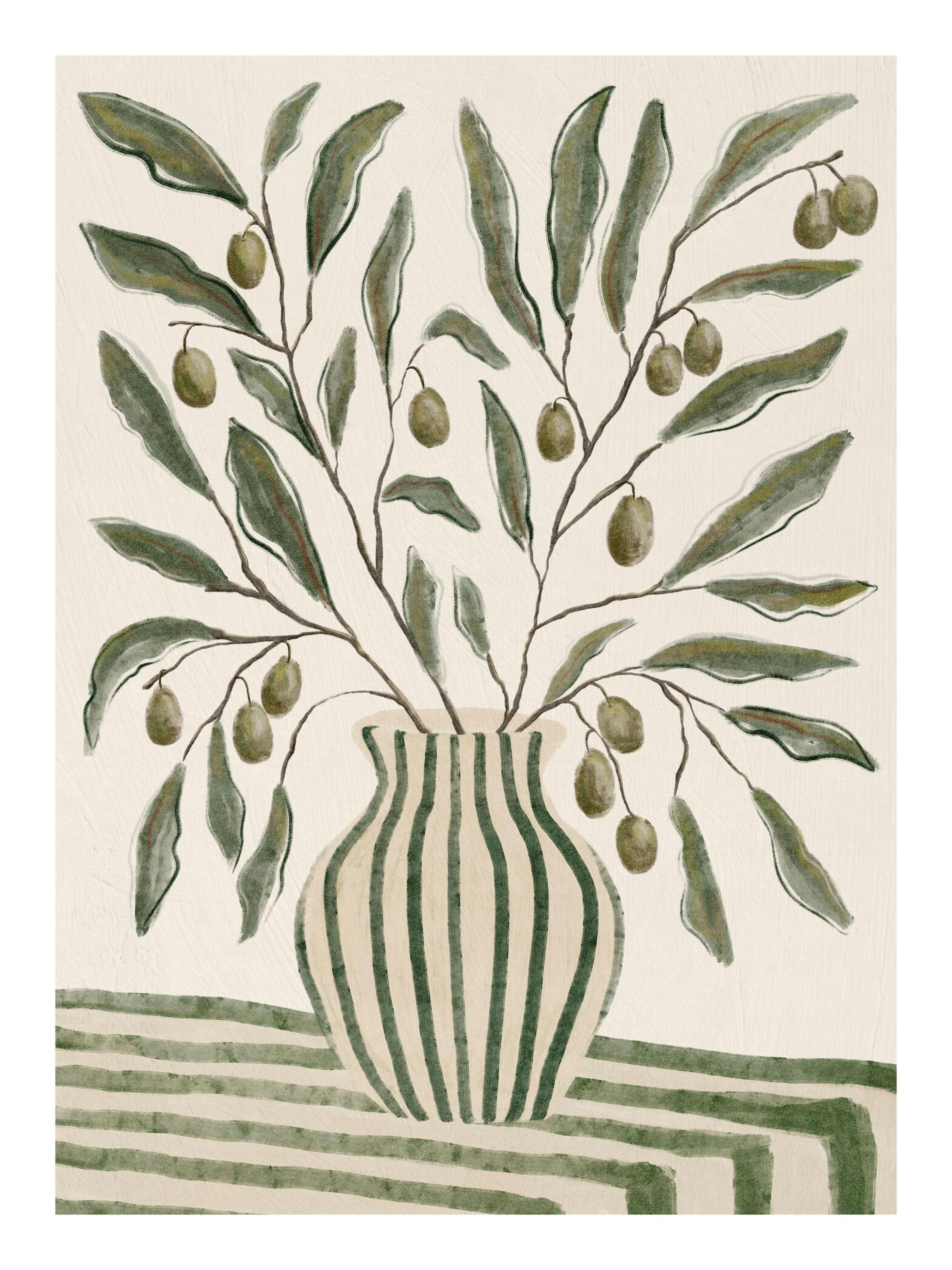 Olive Branches in Vase Print 0