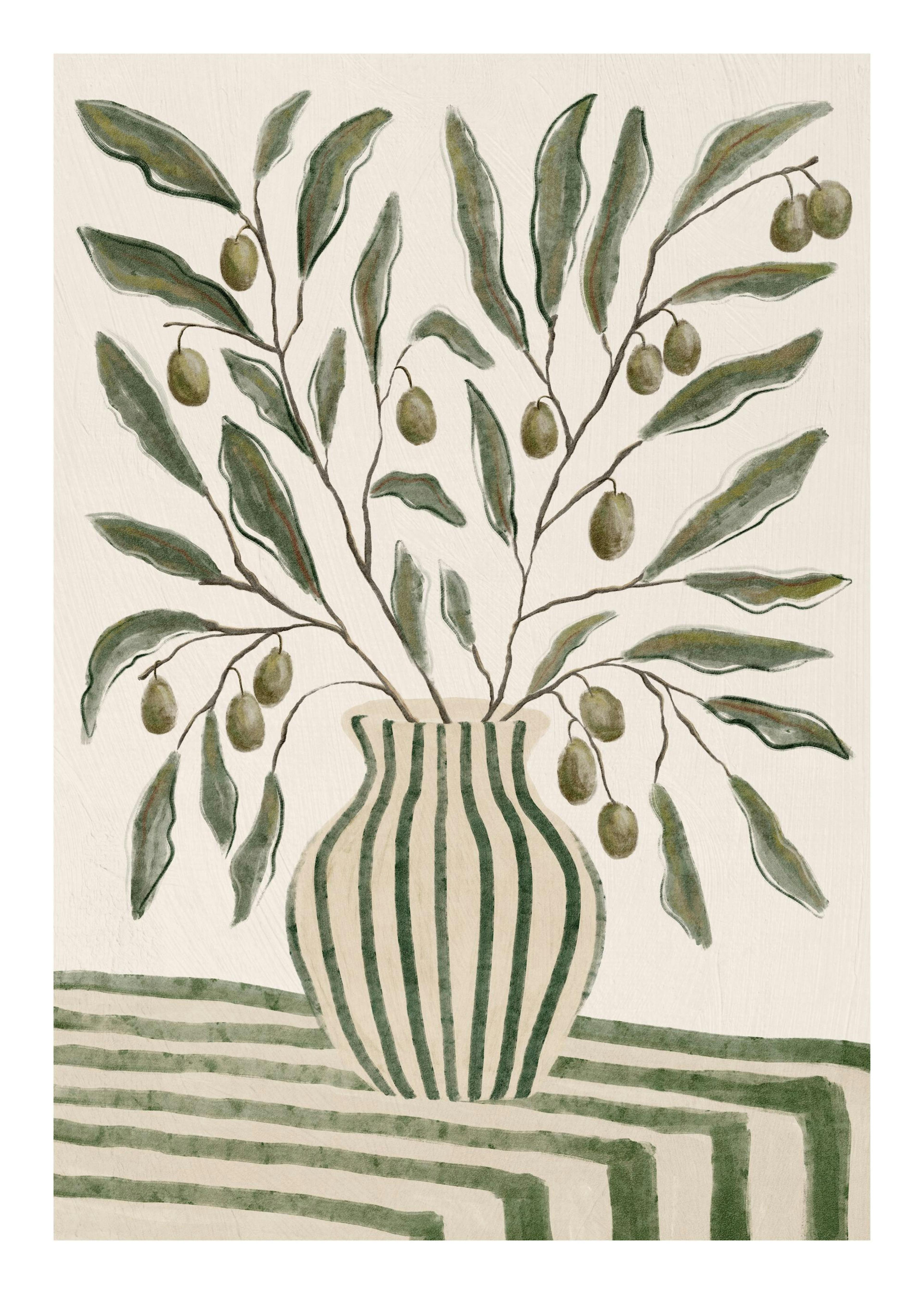 Olive Branches in Vase Affiche 0