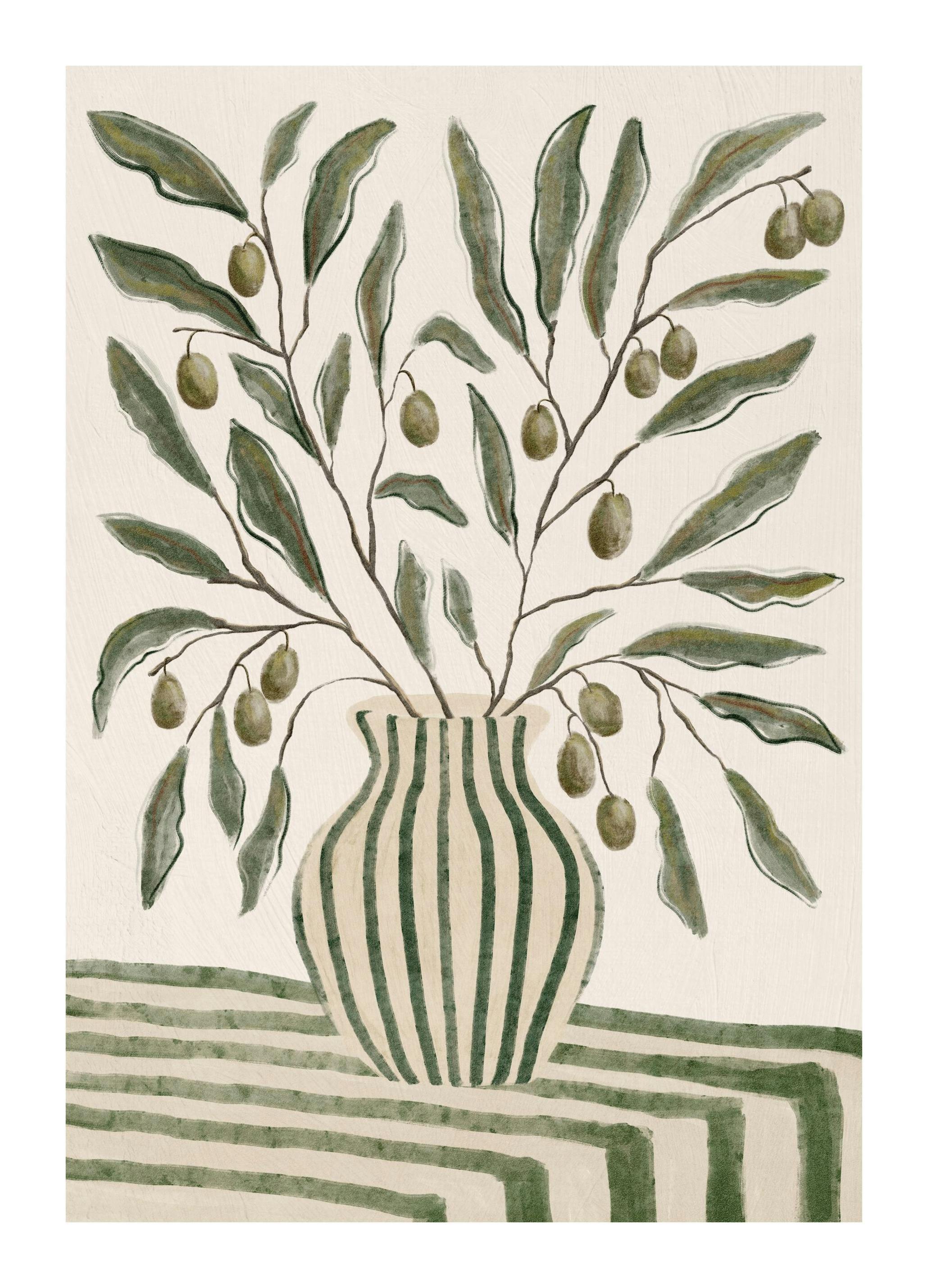 Olive Branches in Vase Poster (30x40 cm) - Eten