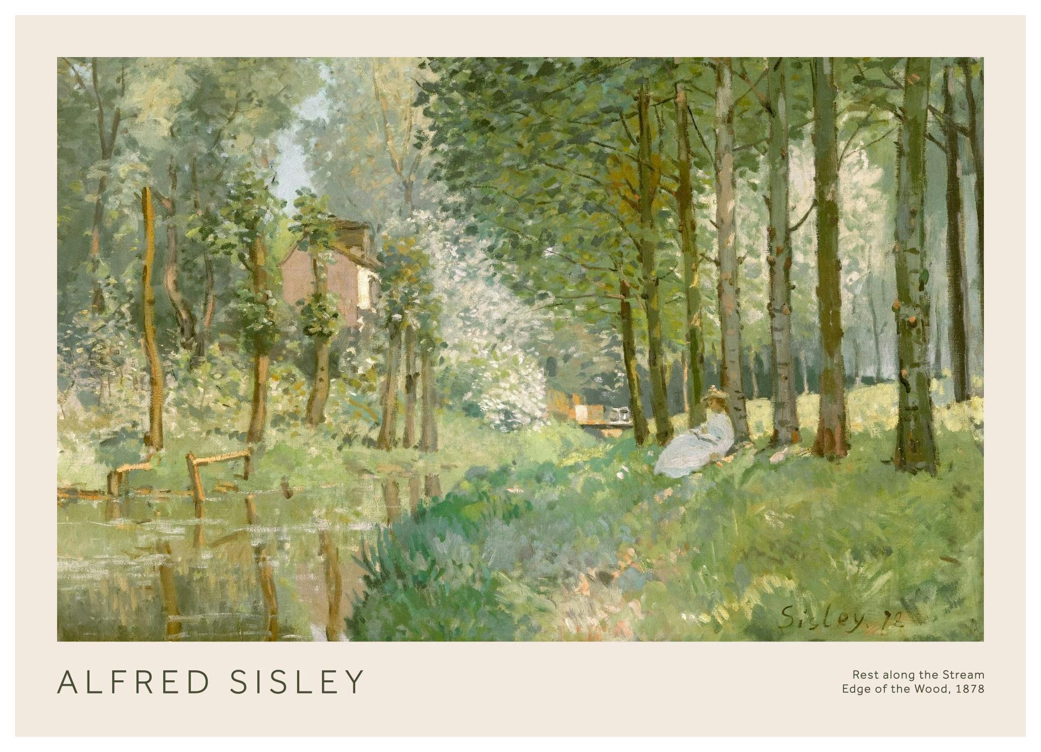 Alfred Sisley - Rest along the Stream Poster (50x70 cm)