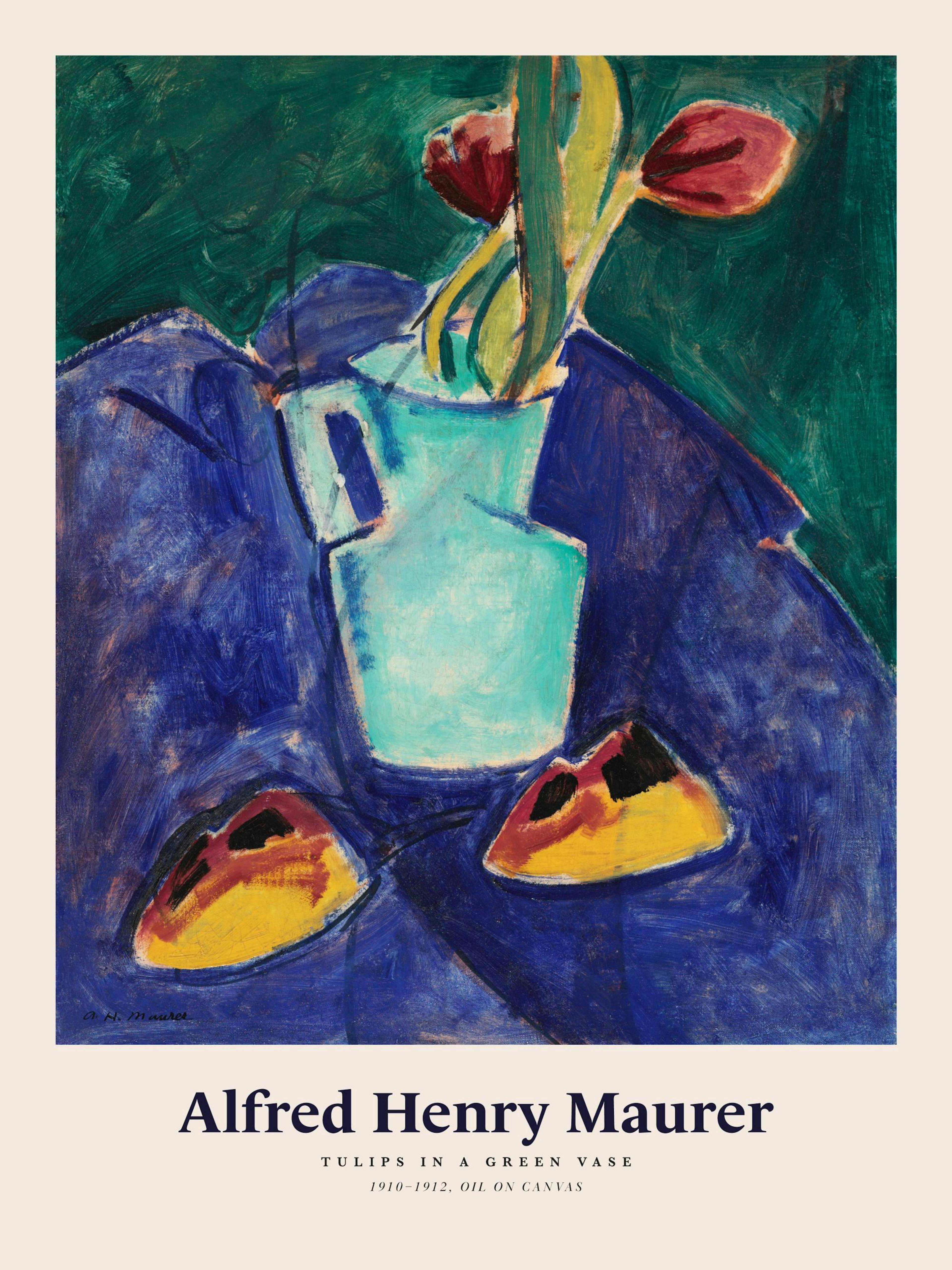 Alfred Henry Maurer - Tulips in a Green Vase Plagát 0