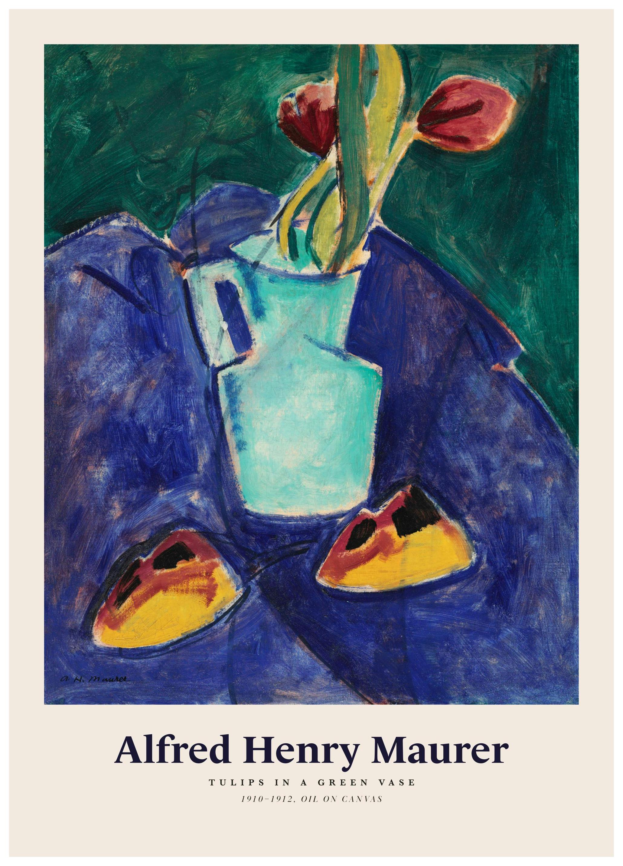 Alfred Henry Maurer - Tulips in a Green Vase Print (30x40 cm)