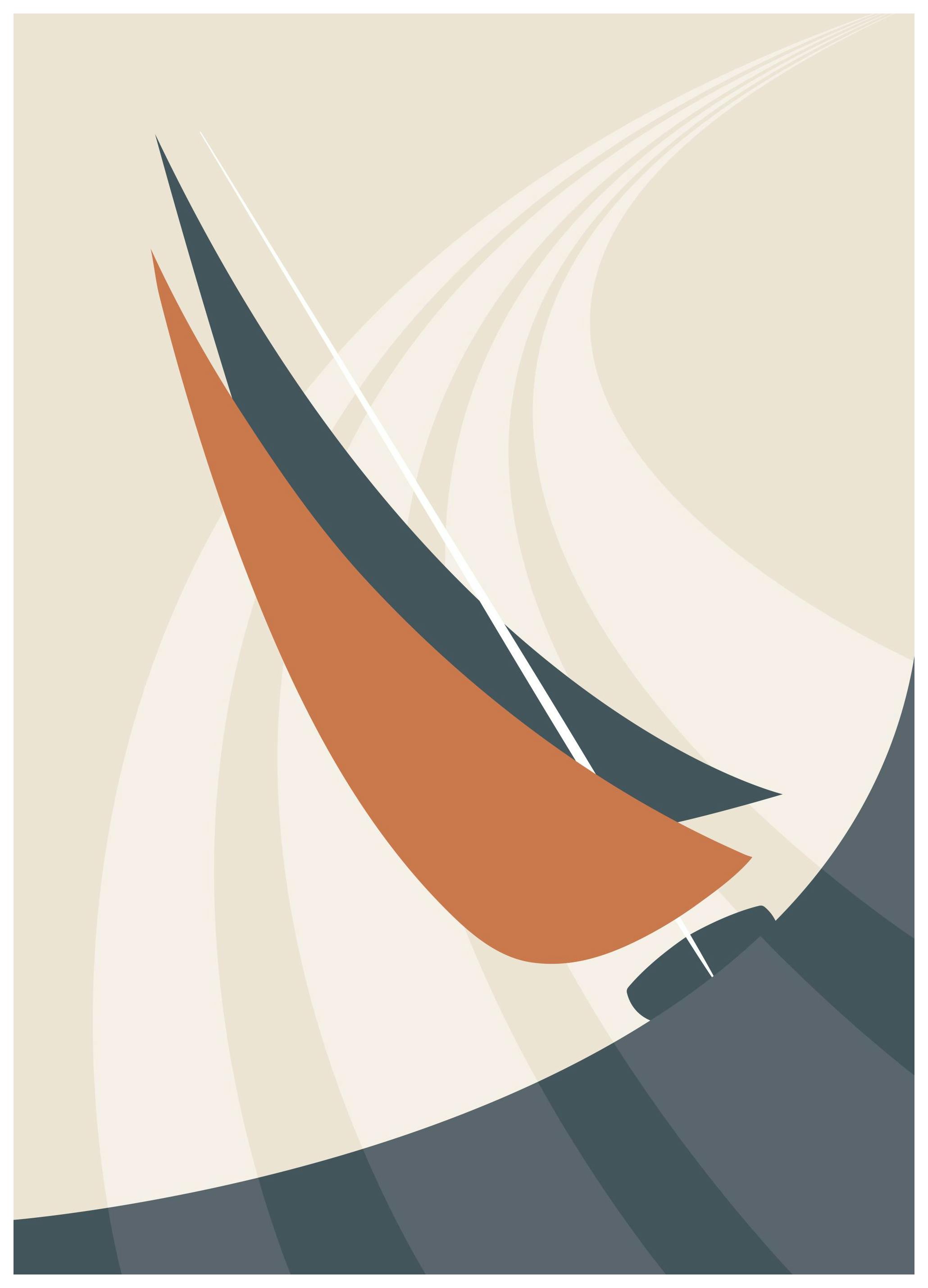 Graphical Sailing Boat Poster (50x70 cm)