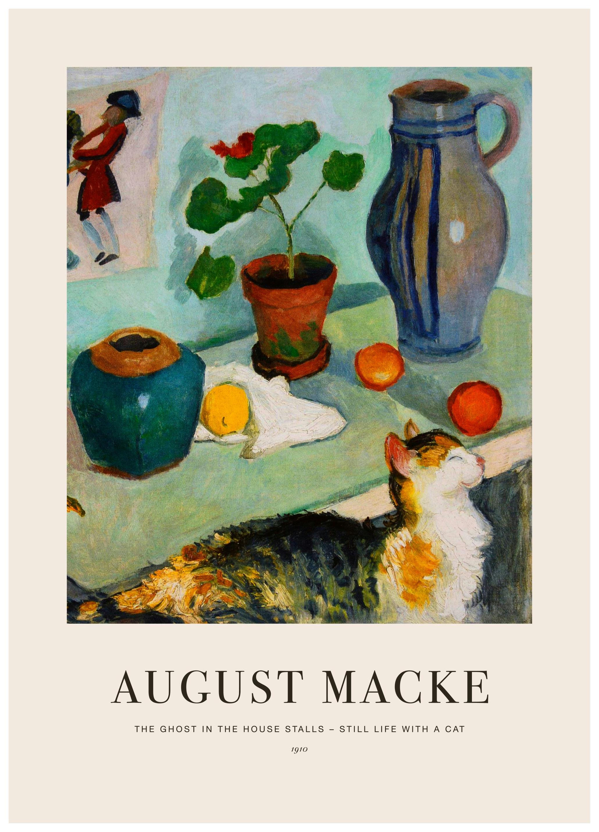 August Macke - The Ghost in the House Stalls - Still Life with a Cat Print (50x70 cm)