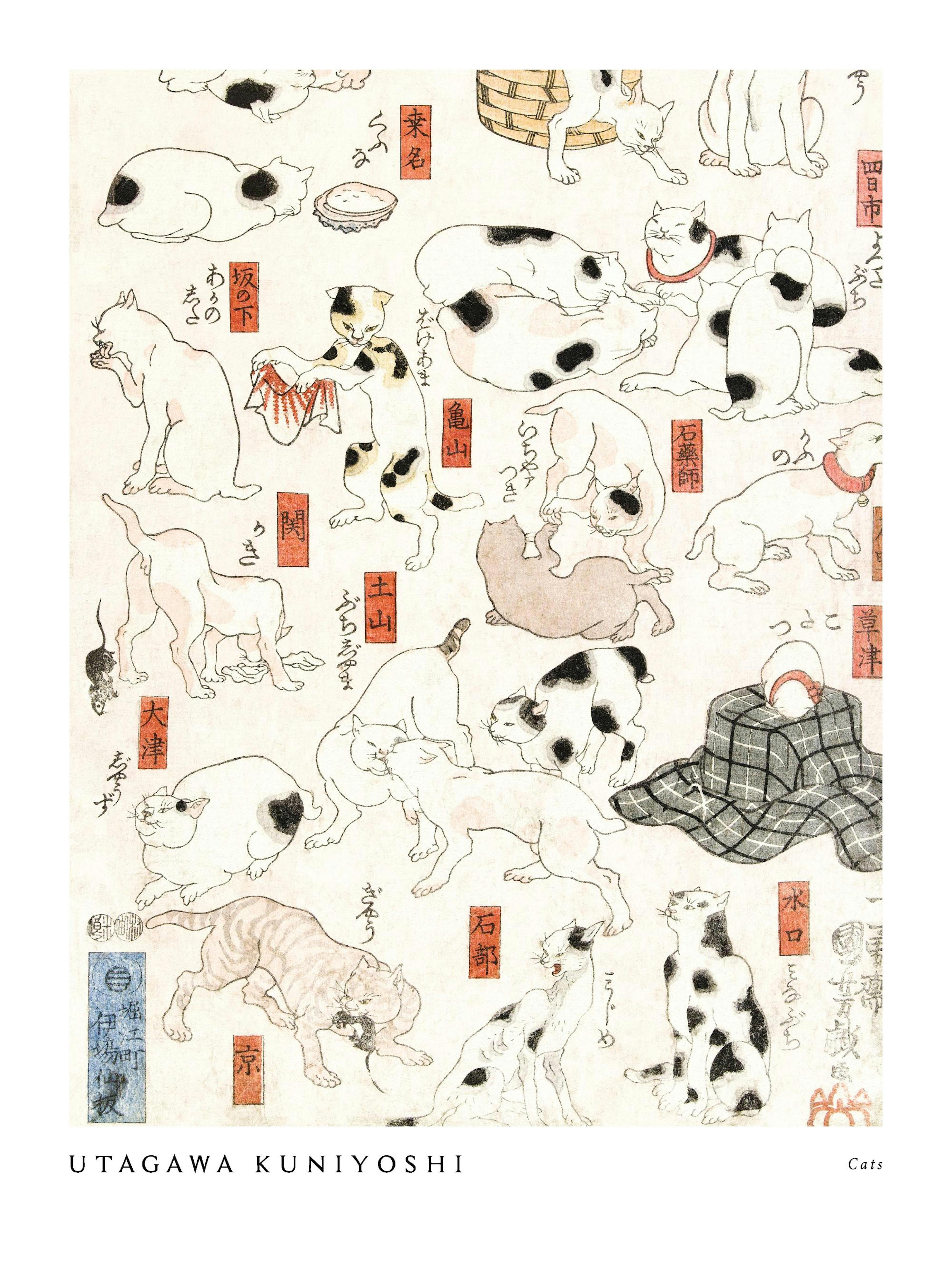 Utagawa Kuniyoshi - Cats Plagát