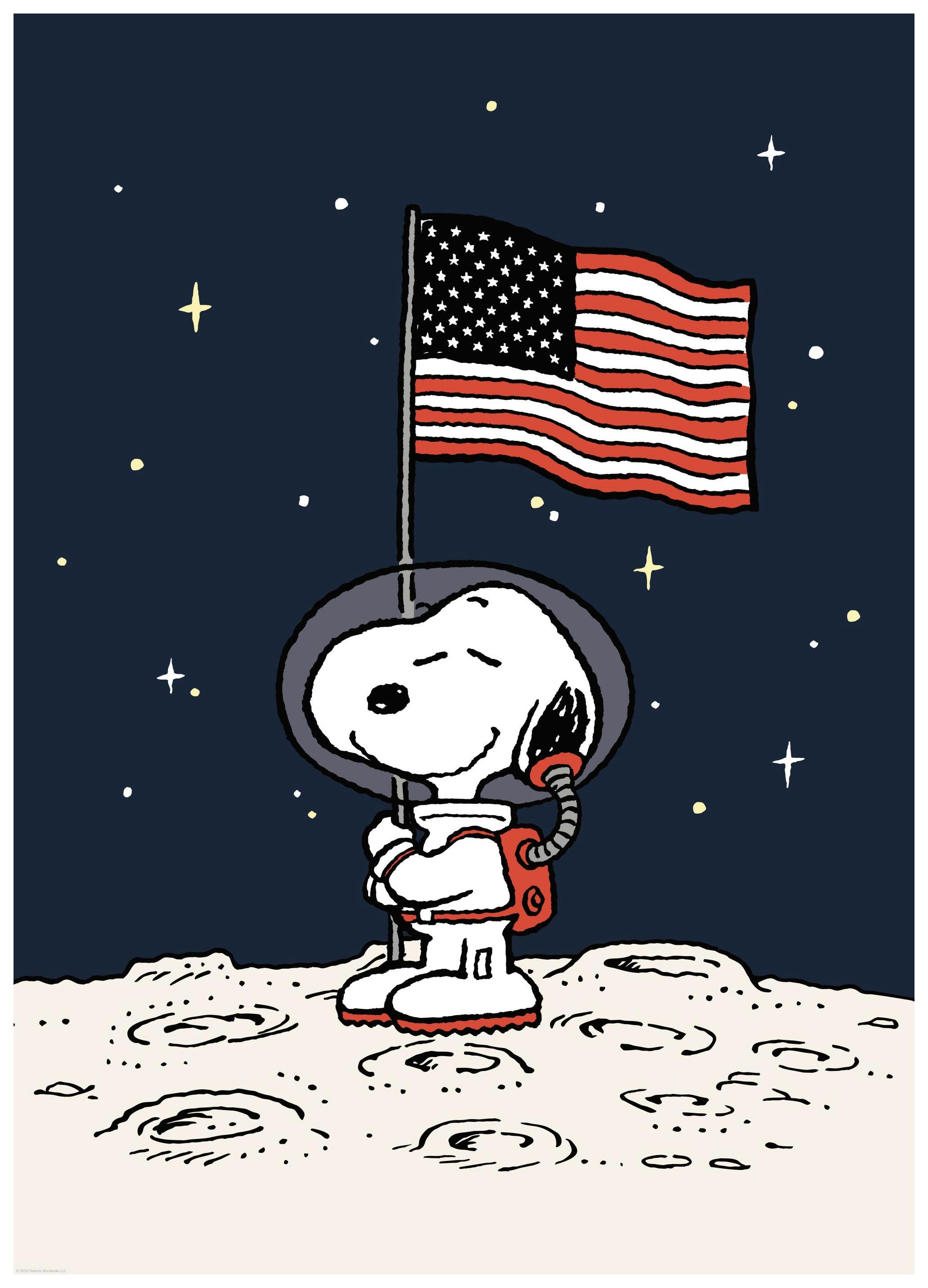 Prints - Snoopy Flag on the Moon Print (50x70 cm) - Snoopy