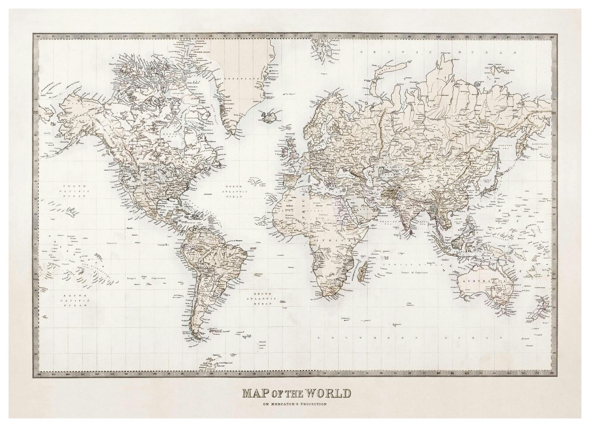 Prints - Map of the World Print (50x70 cm) - Maps and cities posters
