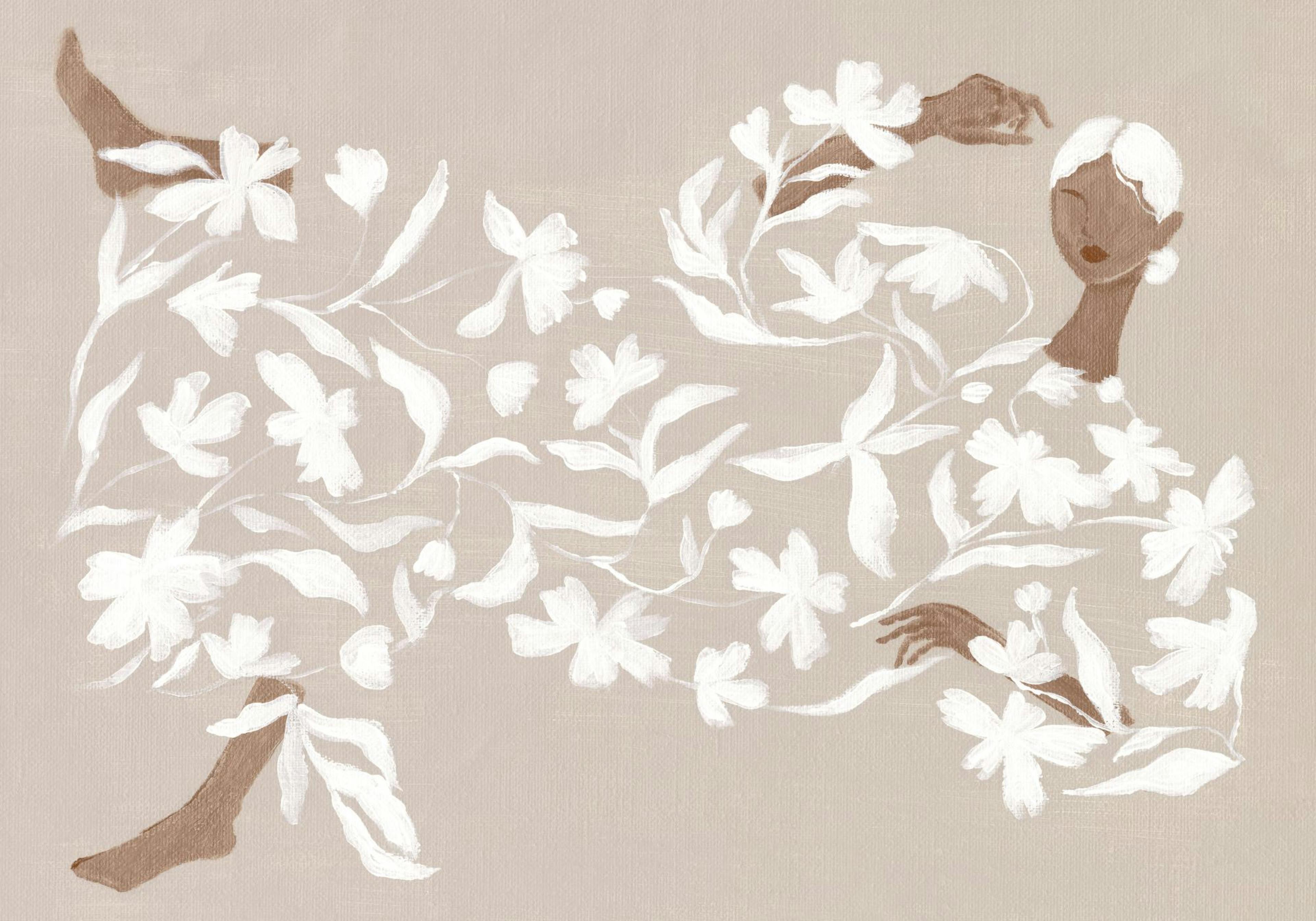 Lady in White Floral Dress Print 0