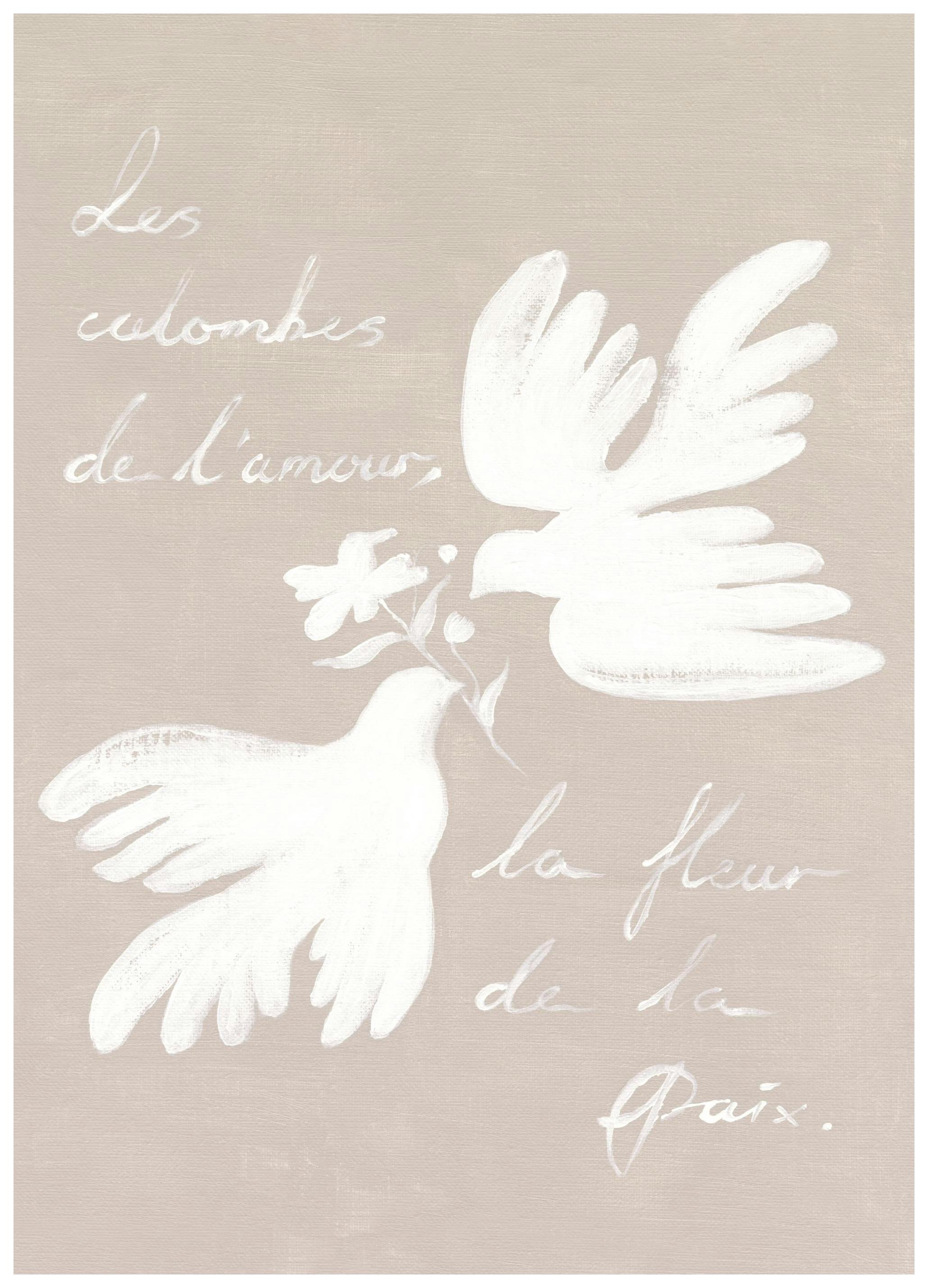 Doves of Love, Flower of Peace Affiche (50x70 cm)  Art