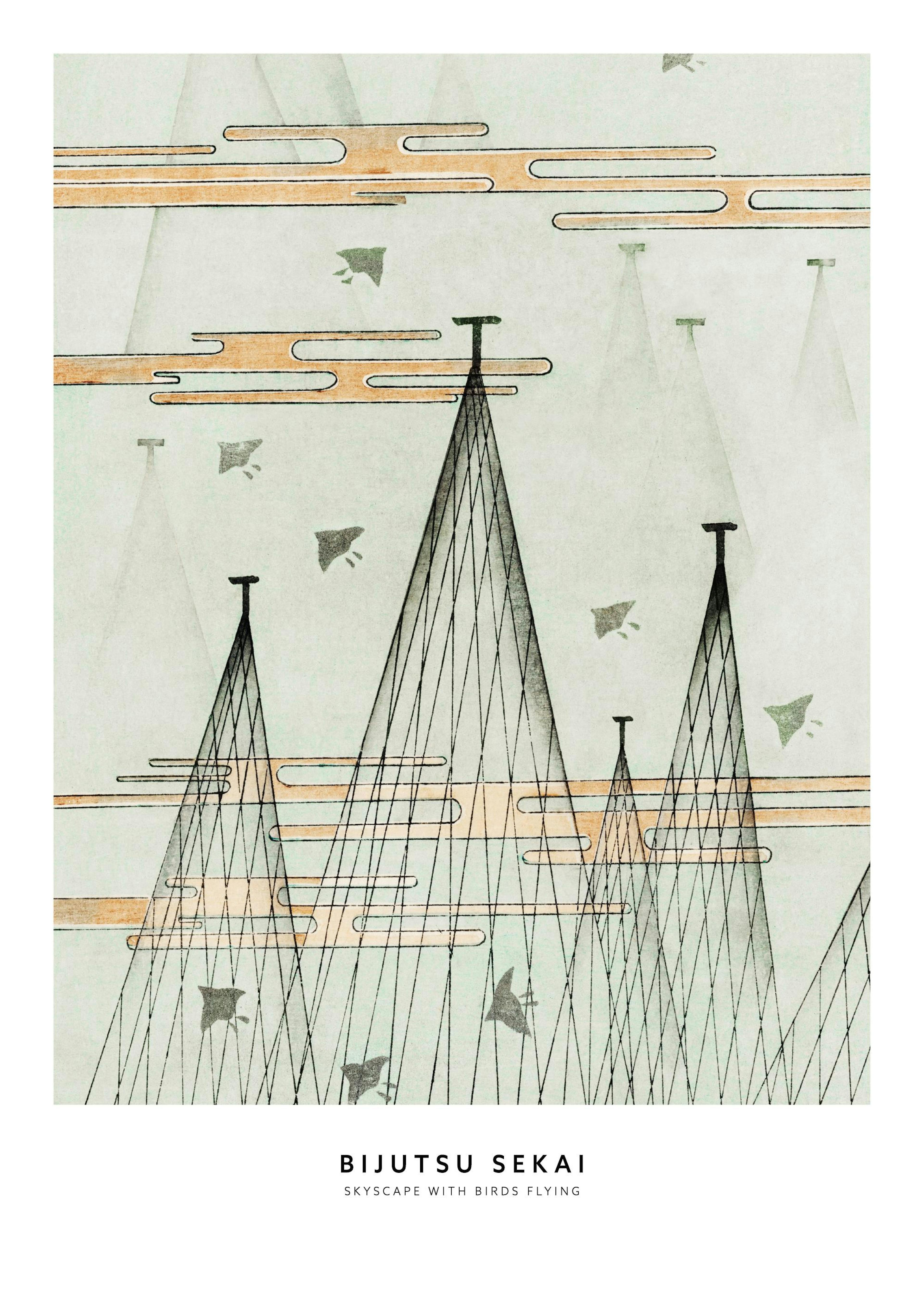 Watanabe Seitei - Skyscape with Birds Flying Plakat 0