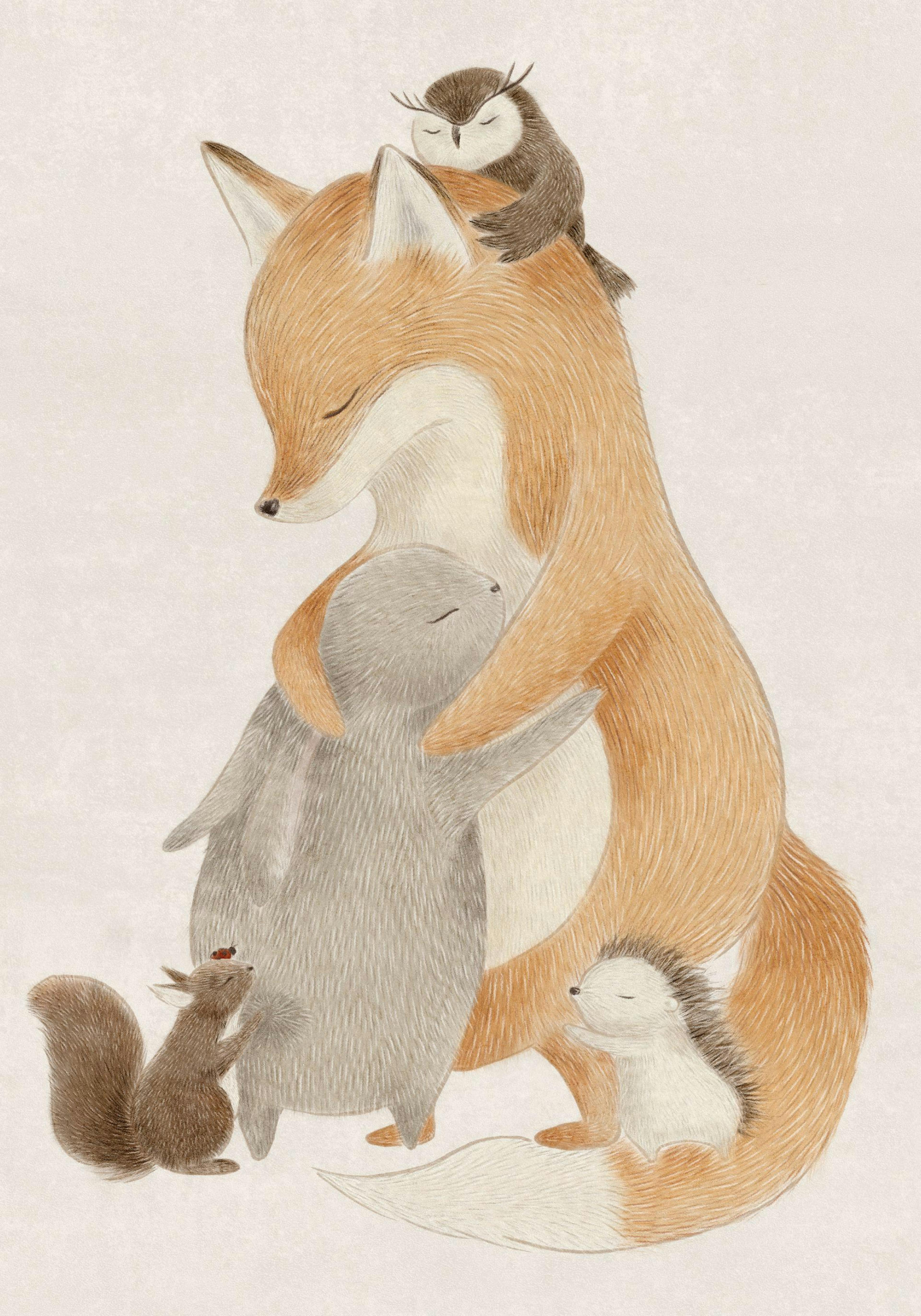 Furry Friends Hug Poster