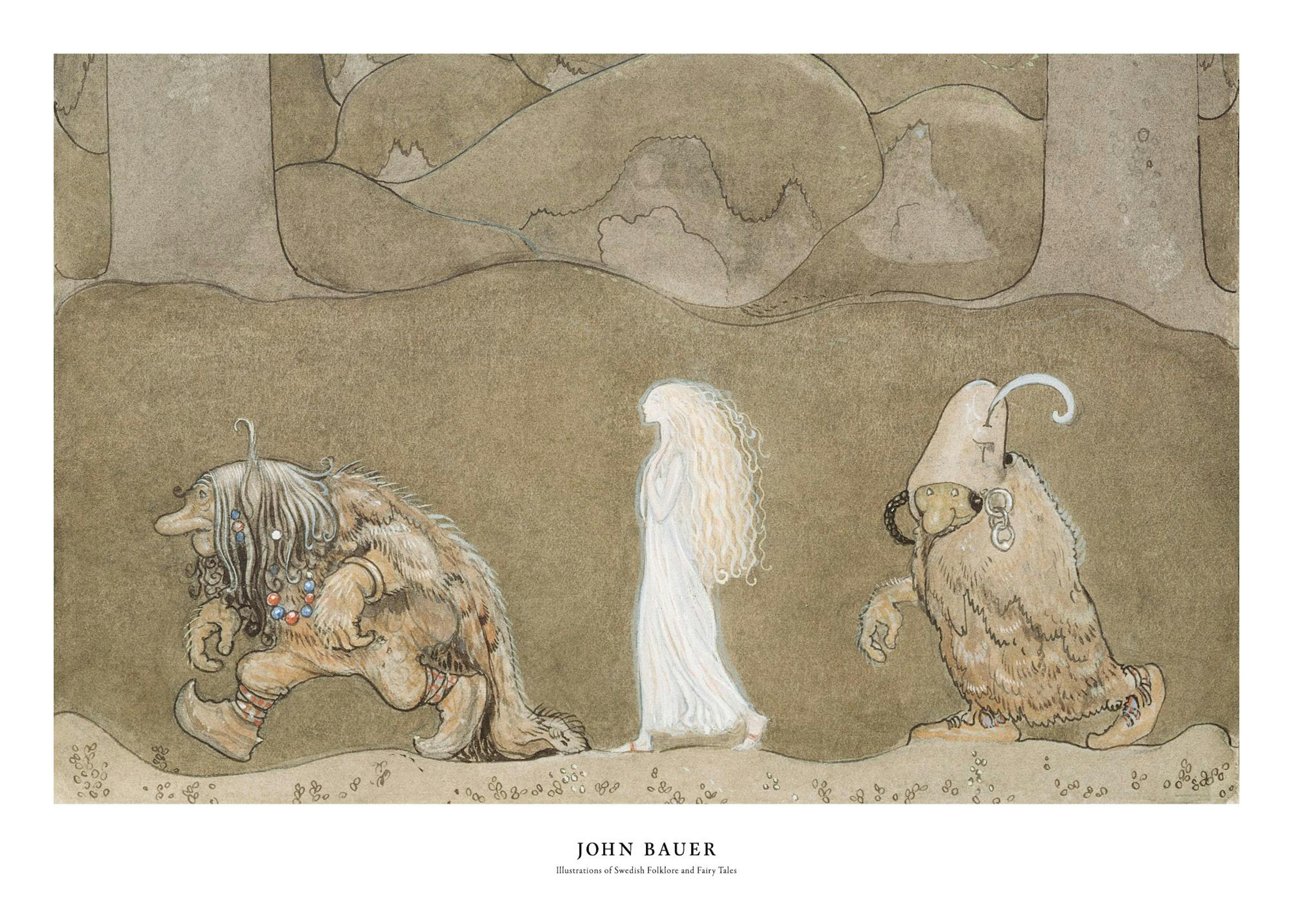 John Bauer - The Princess and the Trolls Print 0