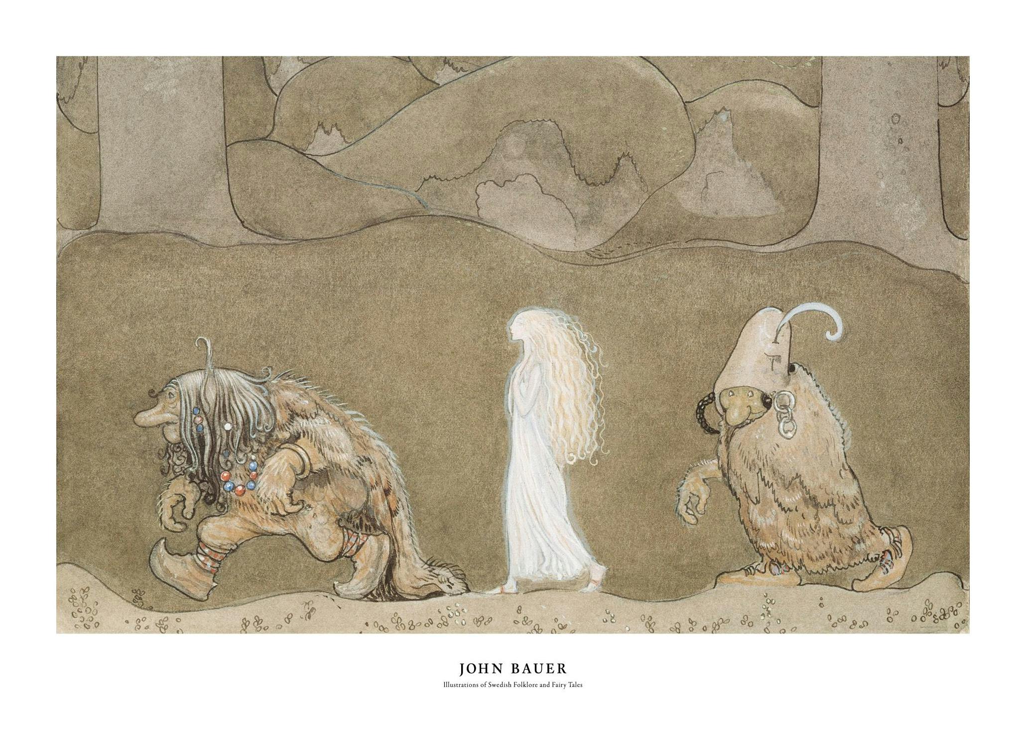 Prints - John Bauer - The Princess and the Trolls Print (50x70 cm) - Paintings by famous painters