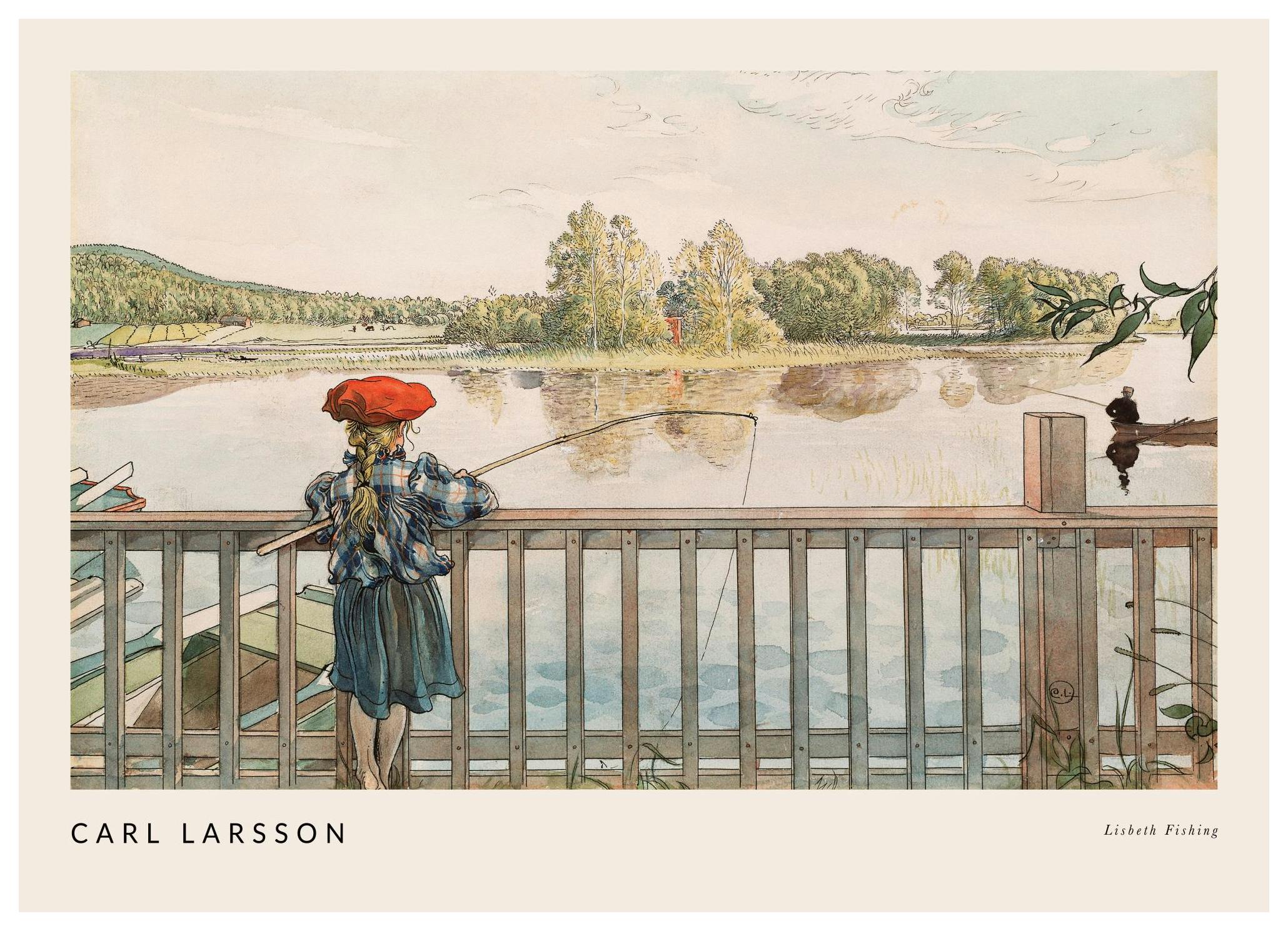Carl Larsson - Lisbeth Fishing Affiche (50x70 cm) - Peintures de peintres célèbres