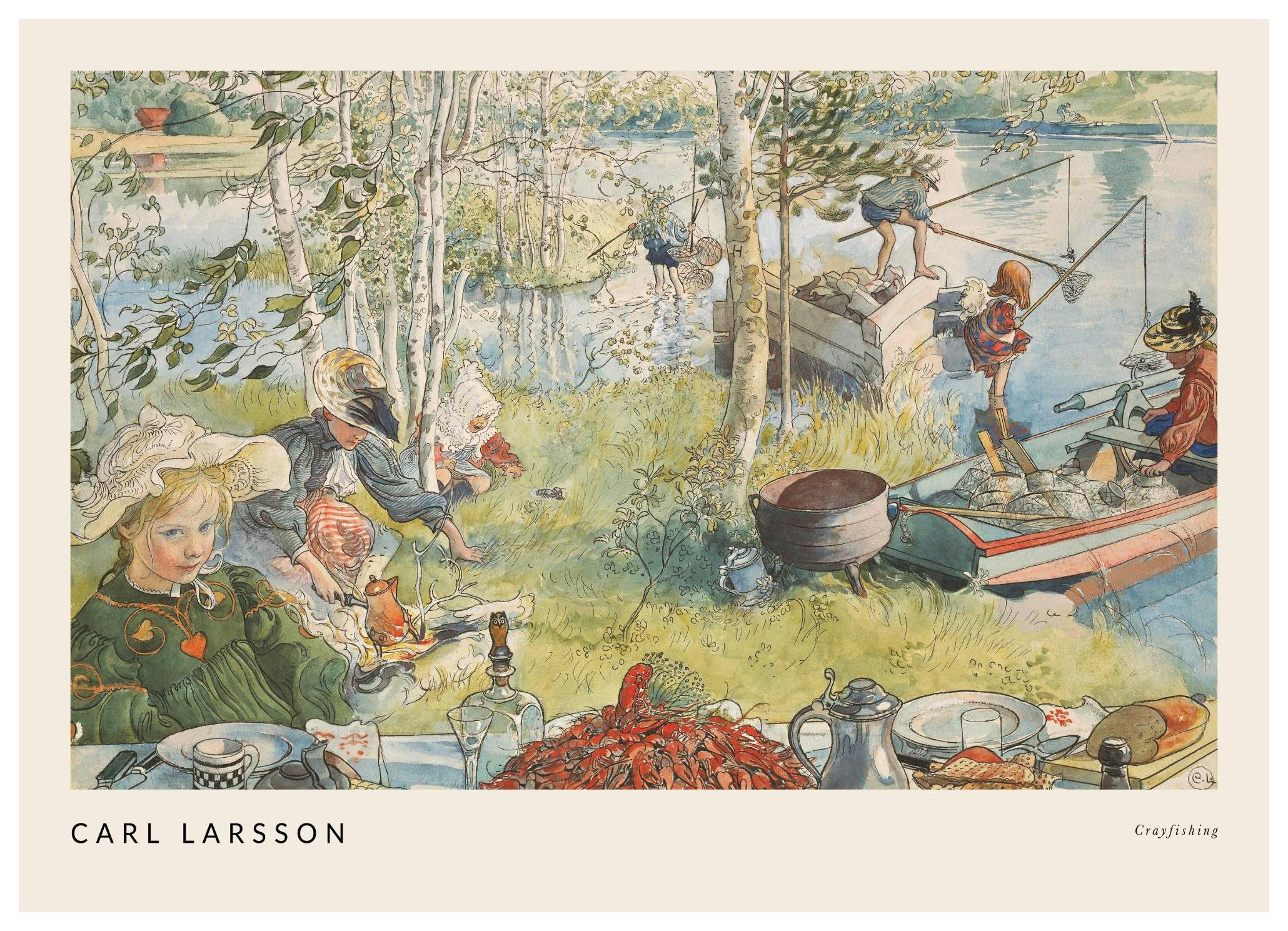 Carl Larsson - Crayfishing Plakat (50x70 cm)- Obrazy sławnych malarzy