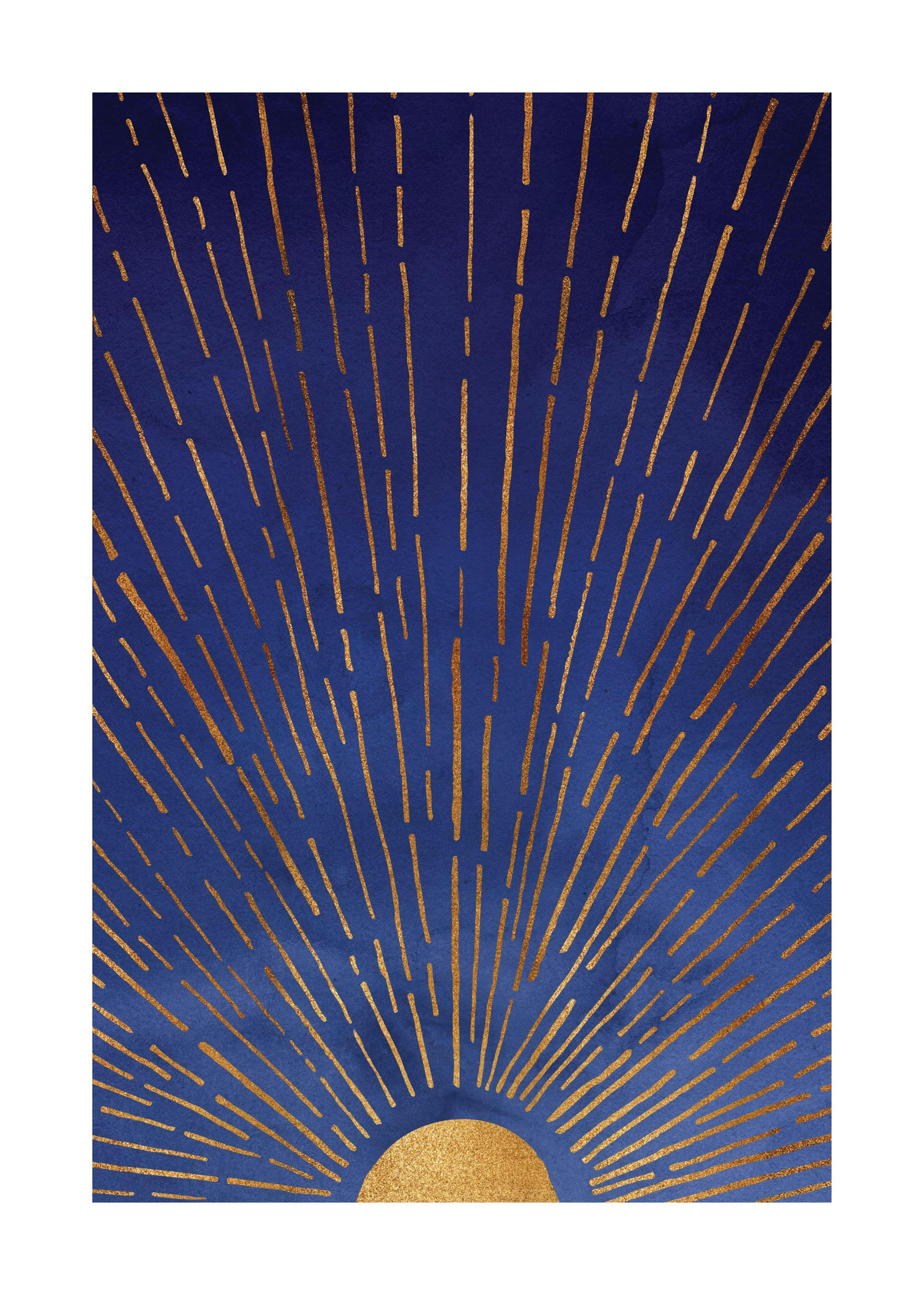 Kristian Gallagher - Twilight Blue and Metallic Gold Sunrise Poster 0