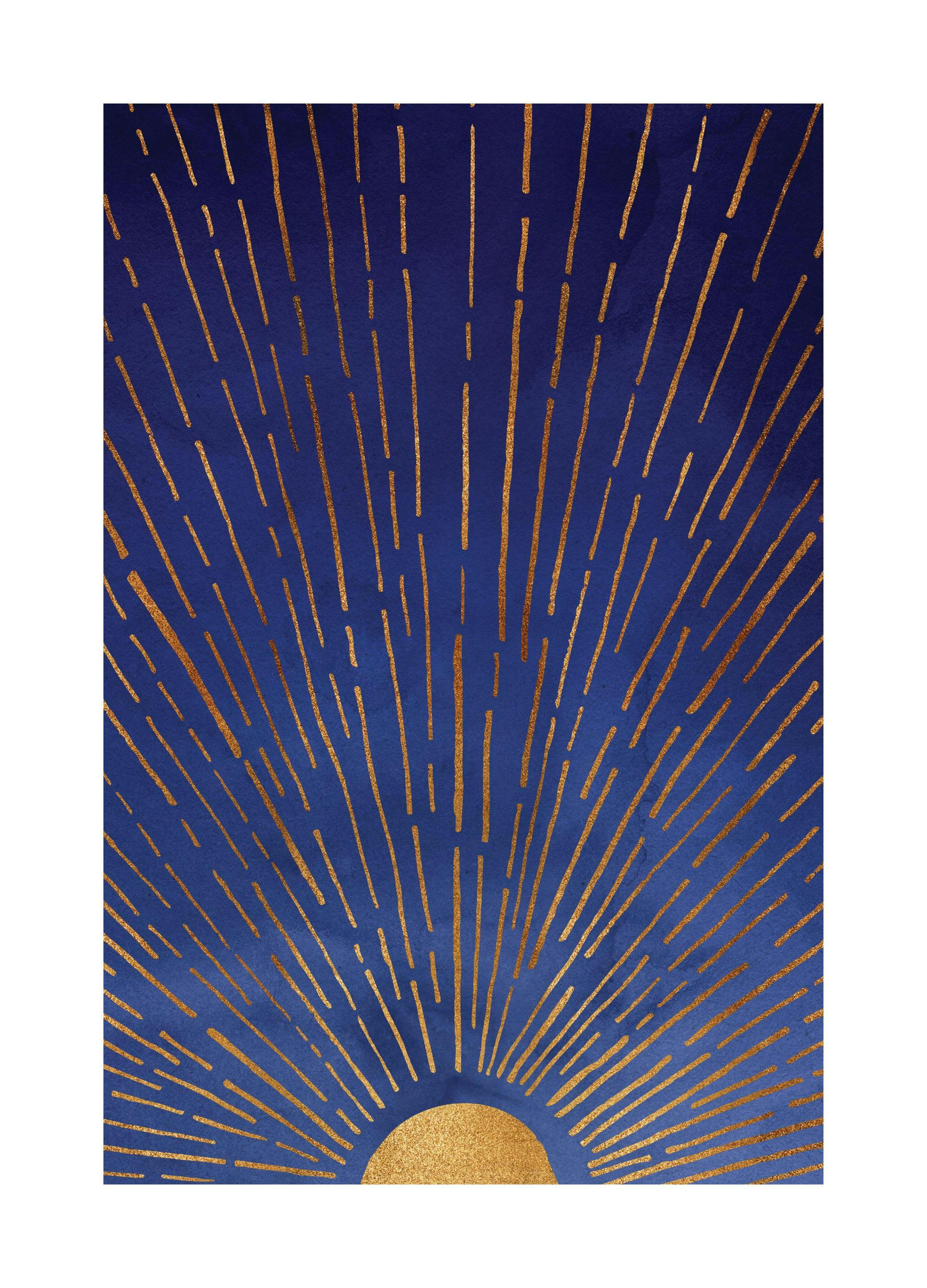 Kristian Gallagher - Twilight Blue and Metallic Gold Sunrise Poster (30x40 cm)