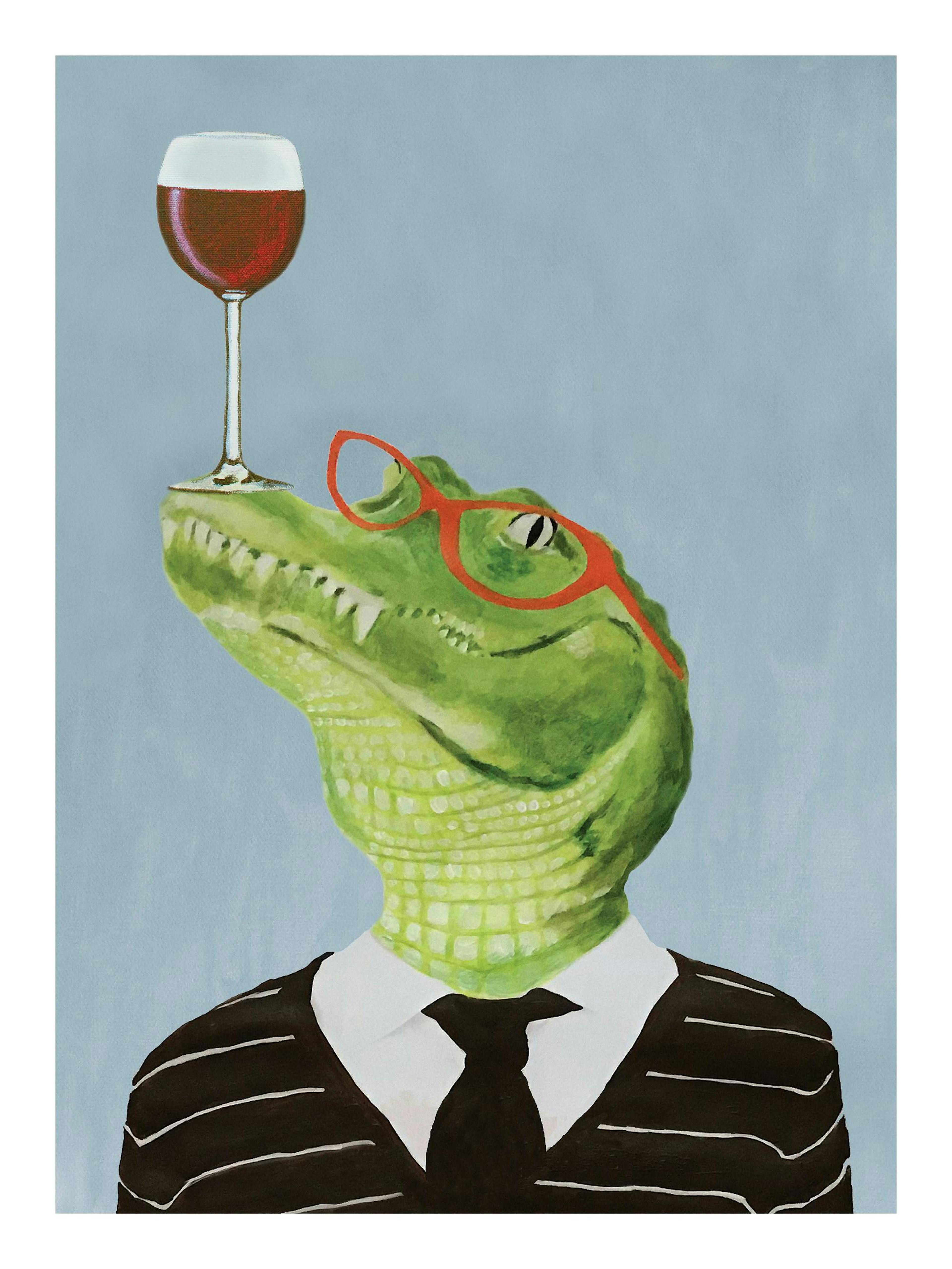 Coco De Paris - Alligator with Wine Glass Print