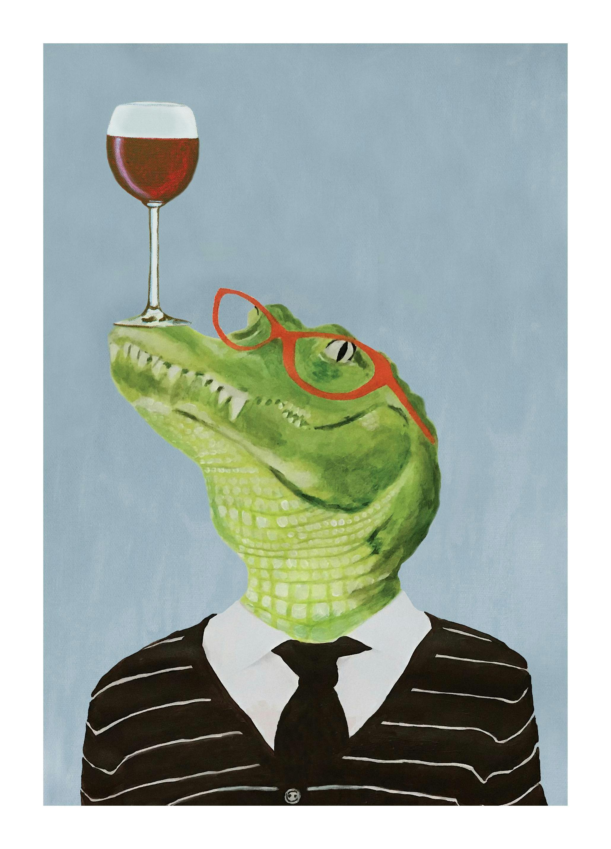 Coco De Paris - Alligator with Wine Glass Print (50x70 cm)