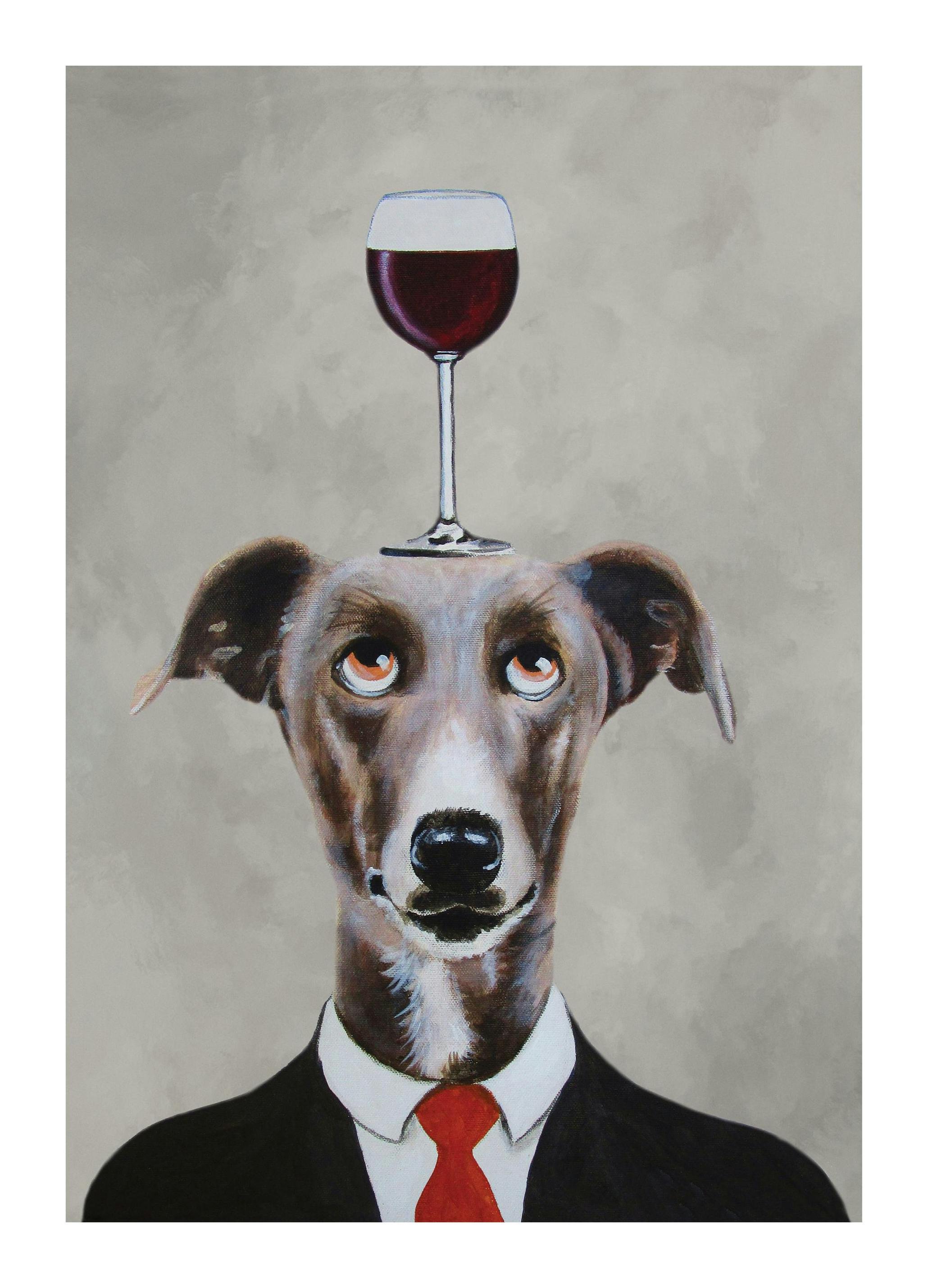 Coco De Paris - Greyhound with Wine Glass Print (30x40 cm)