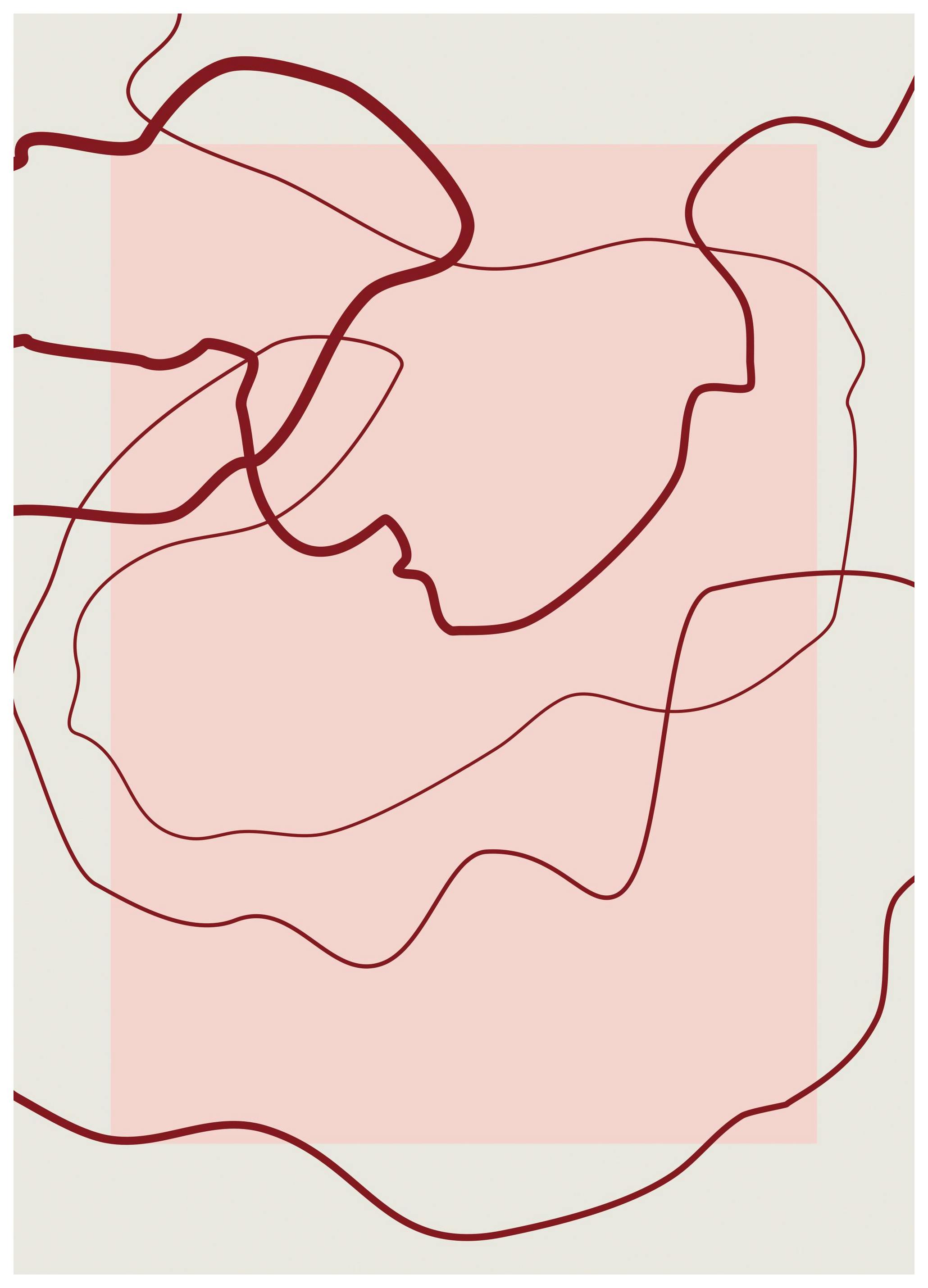The Print Republic - Abstract Red Lines Print (50x70 cm)
