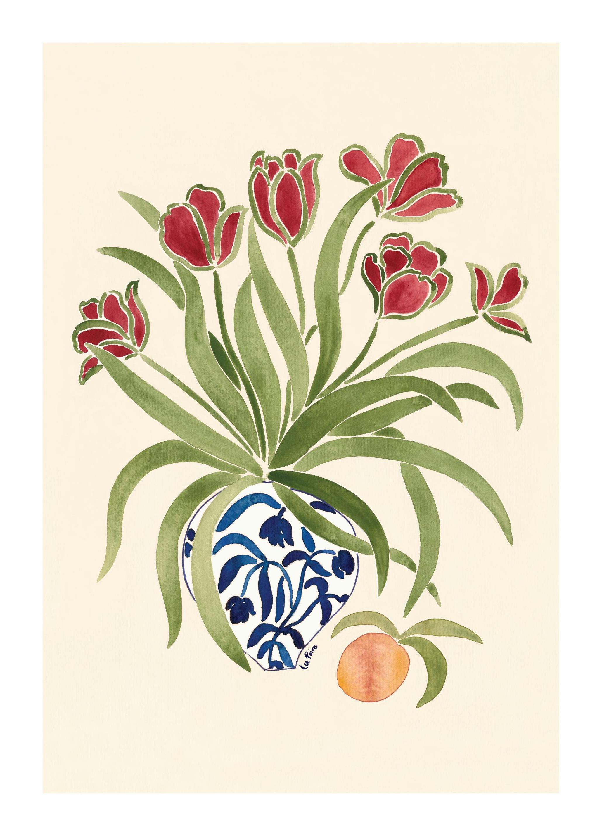 La Poire - Red Tulips Print (50x70 cm)