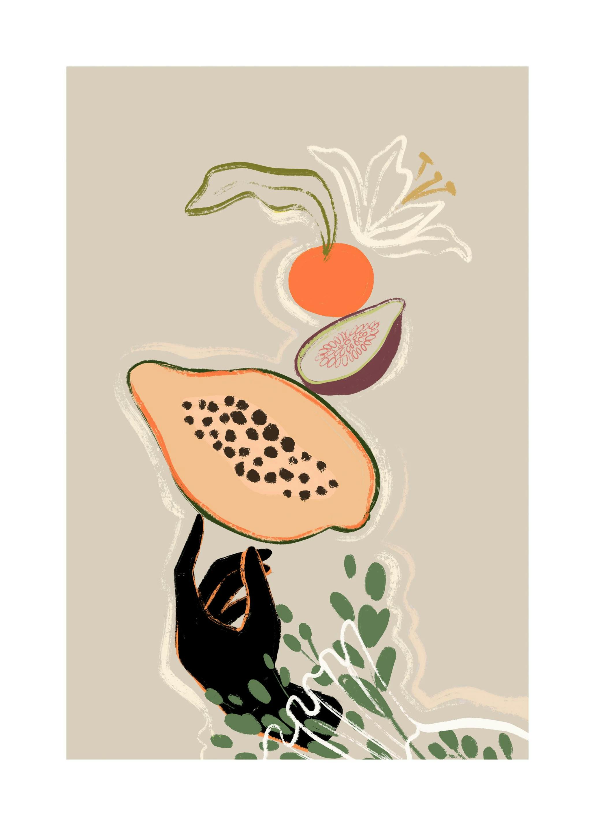 Arty Guava - Lay Hoon - Balancing Fruits Print (50x70 cm)