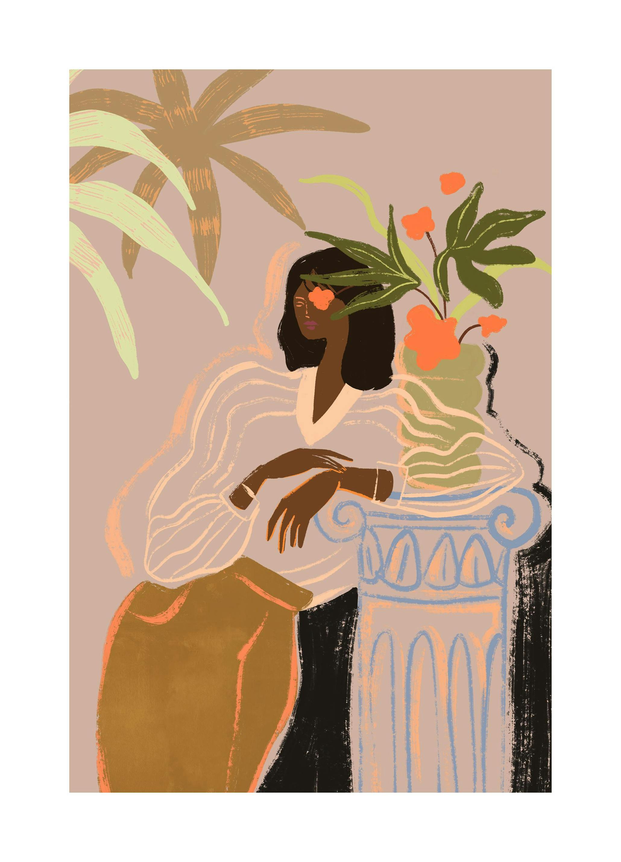 Arty Guava - Lay Hoon - Woman Waiting Affiche (50x70 cm) - Lay Hoon