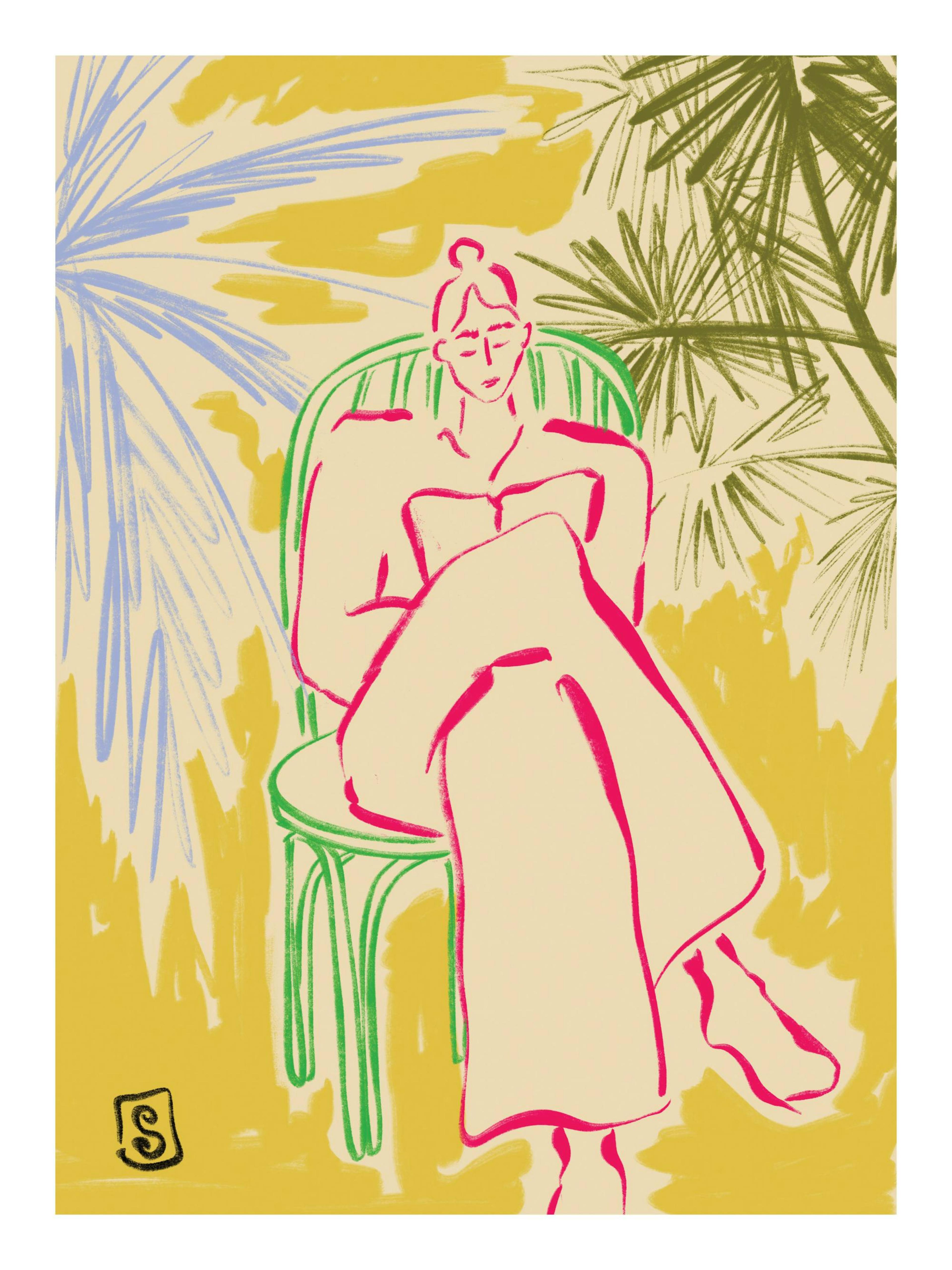 Sandra Poliakov - Reading Among Palm Trees Poster