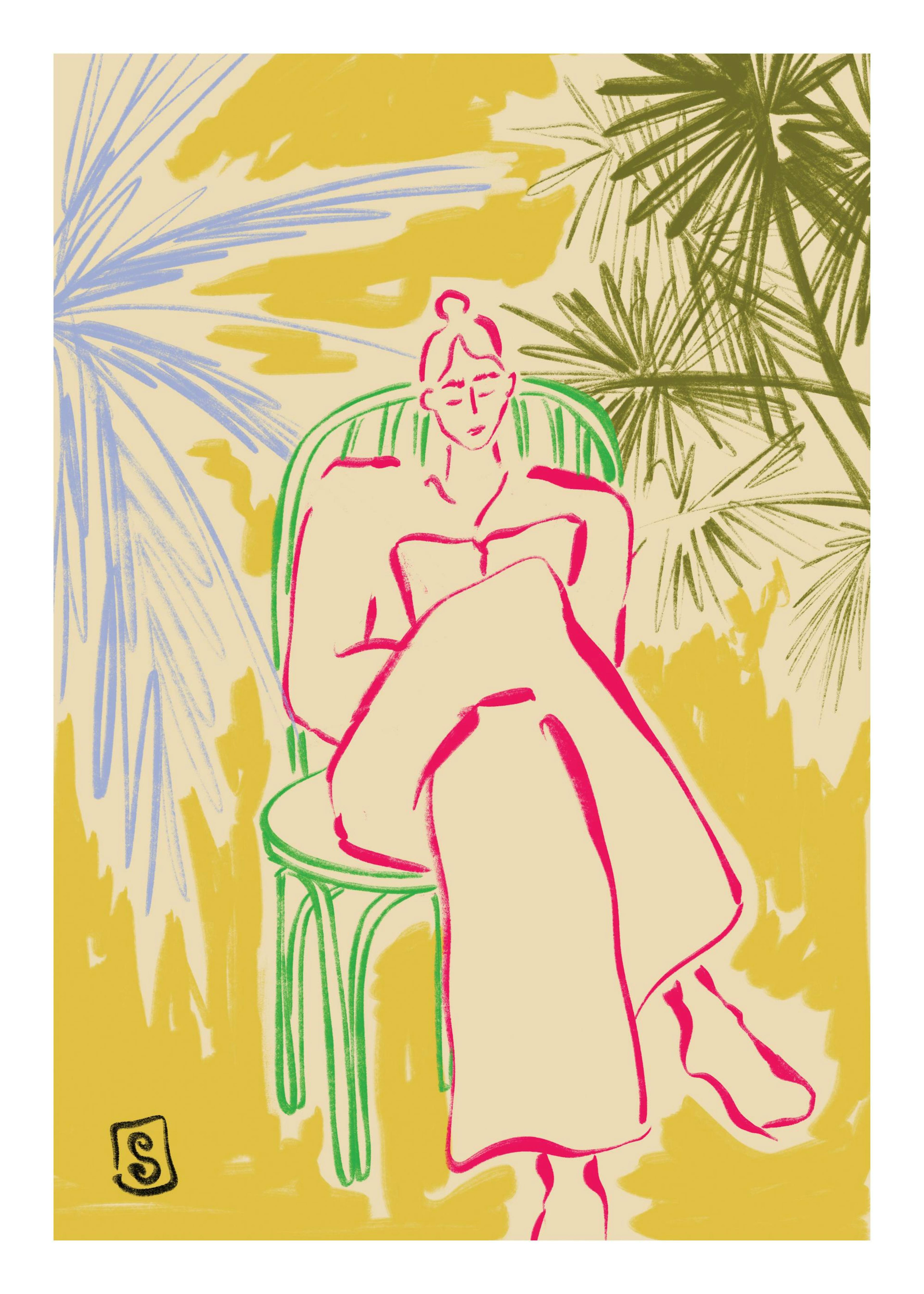 Sandra Poliakov - Reading Among Palm Trees Affiche 0