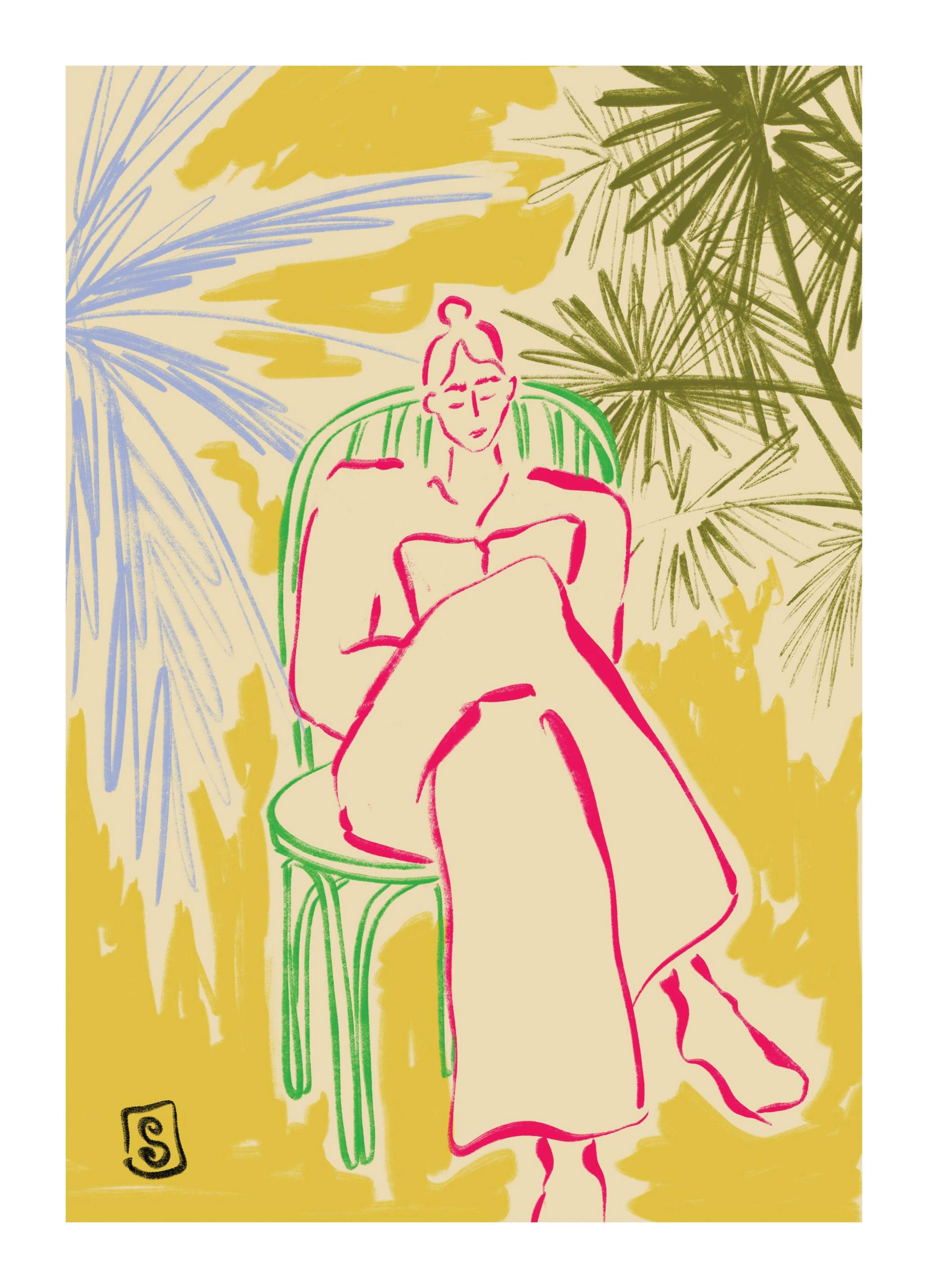 Sandra Poliakov - Reading Among Palm Trees Poster (30x40 cm)
