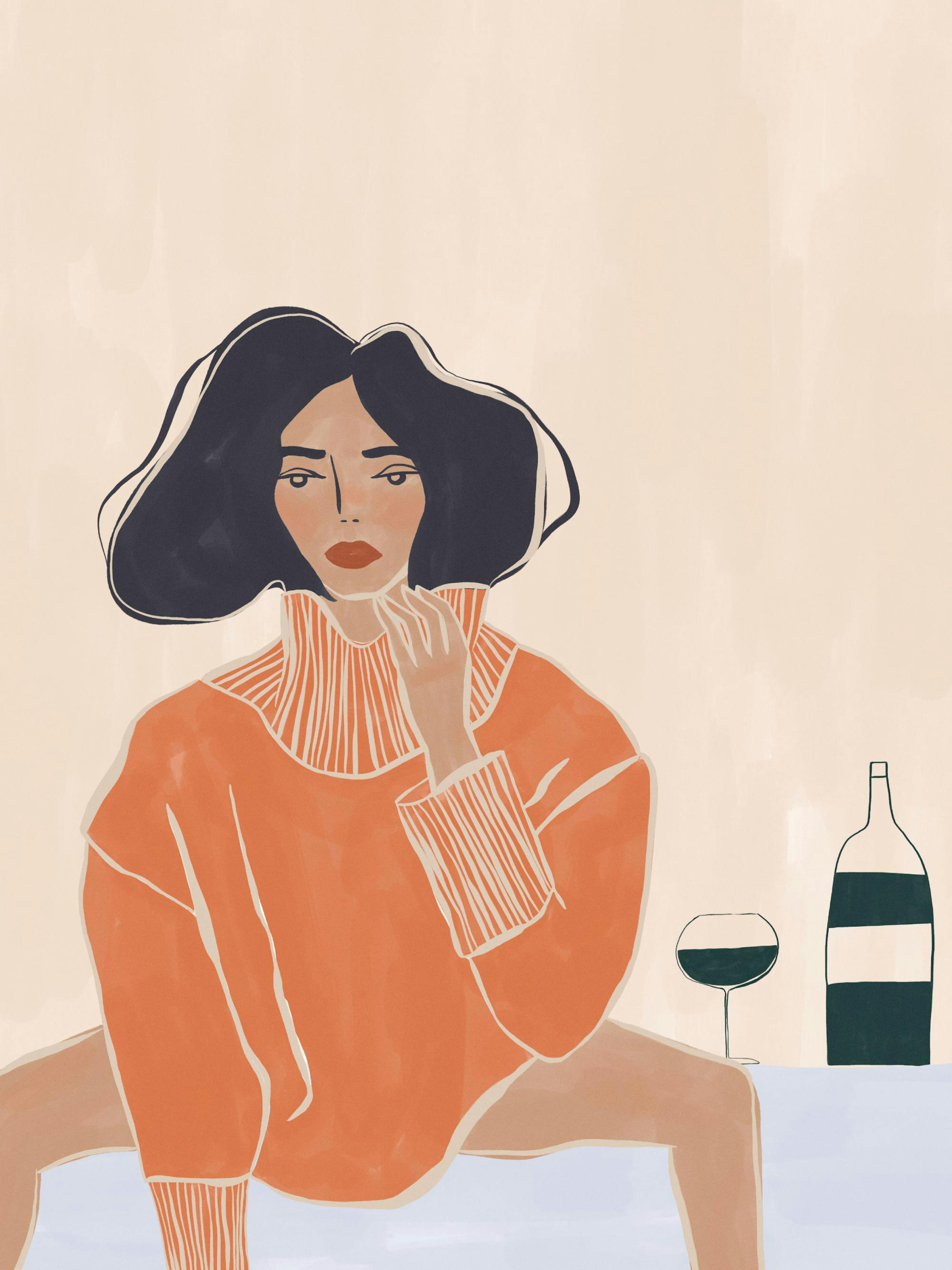 Ivy Green - Woman with Wine Print 0