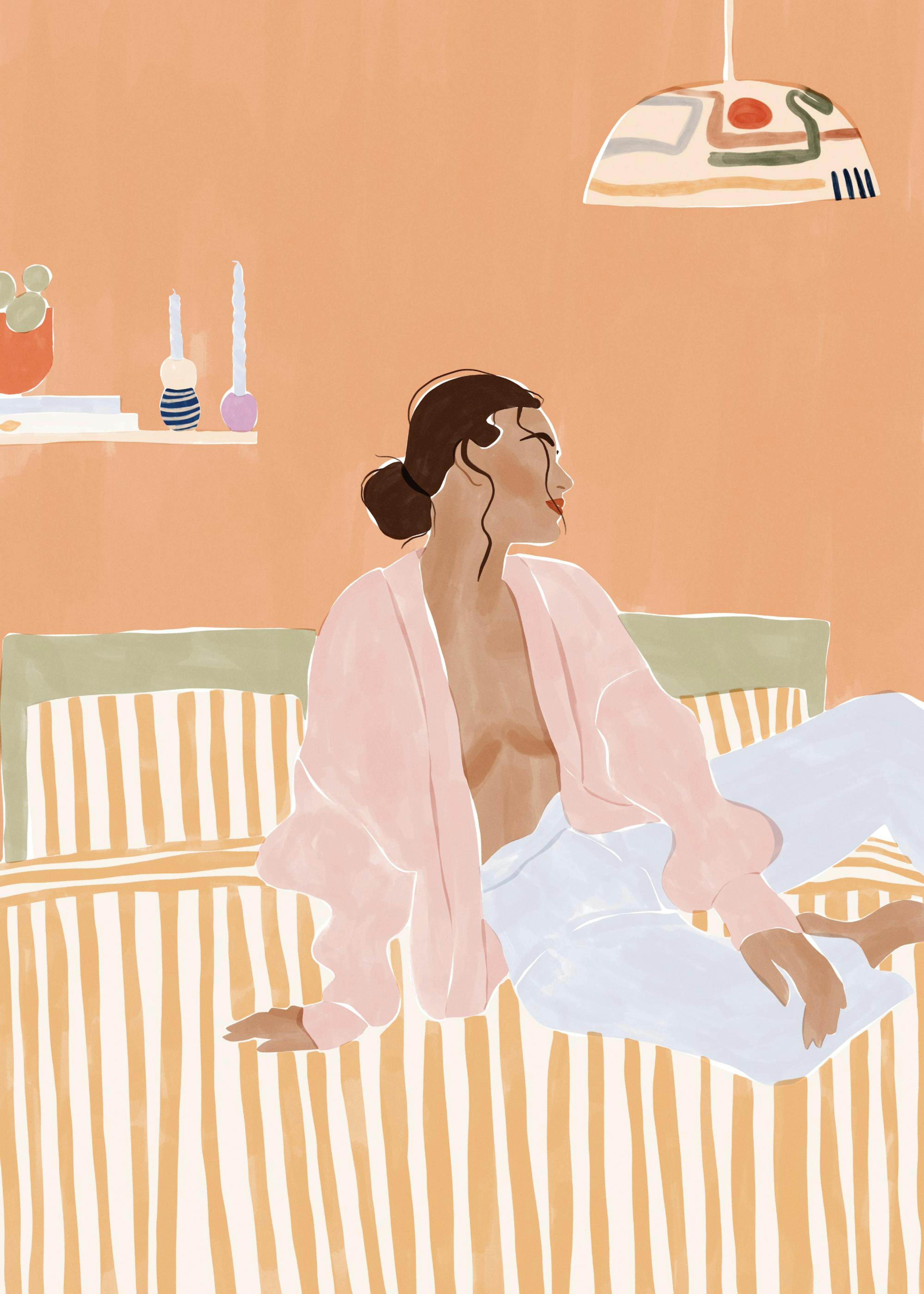 Ivy Green - Woman Lounging on the Bed Affiche 0